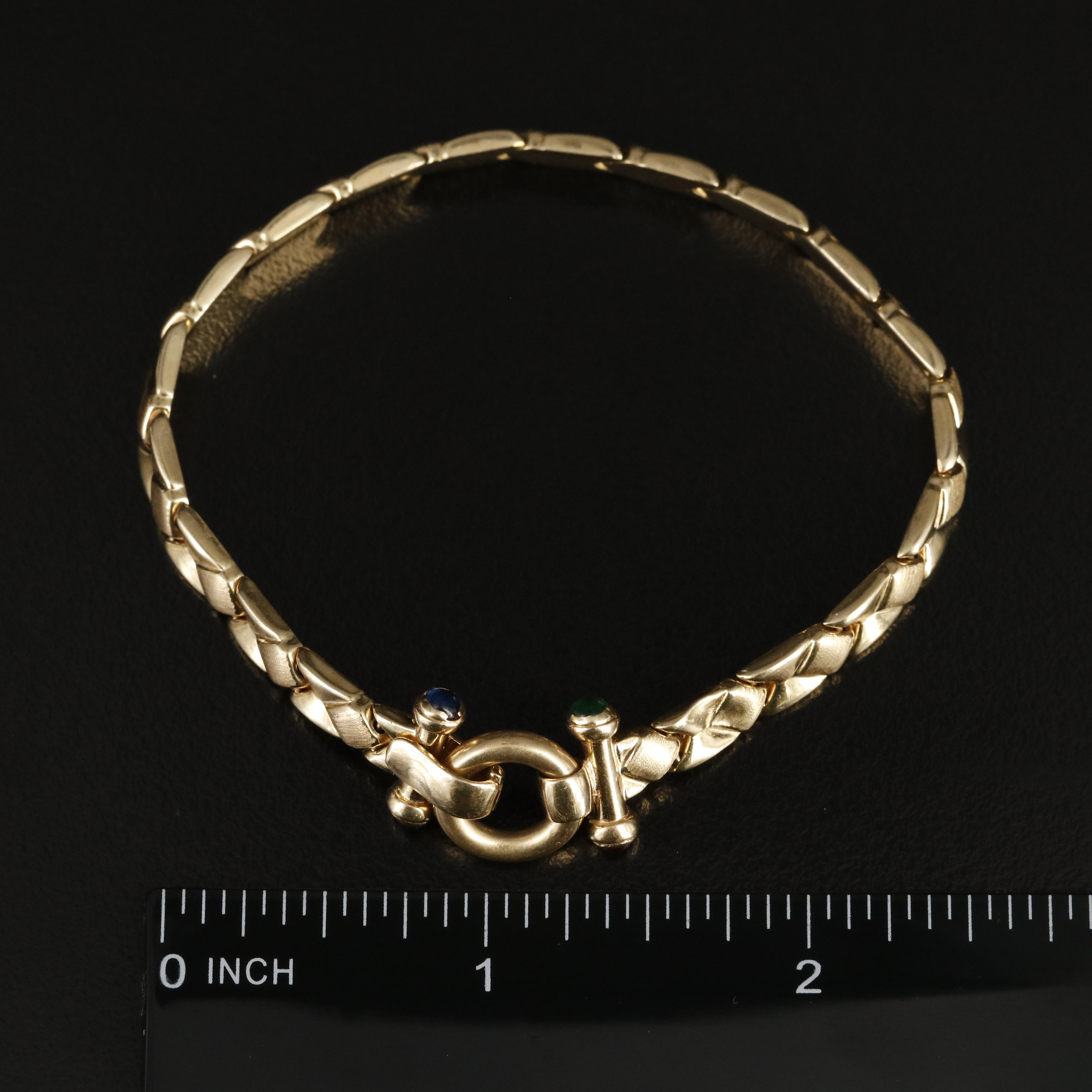 Italian 14K Ruby, Spinel, Sapphire and Emerald Bracelet