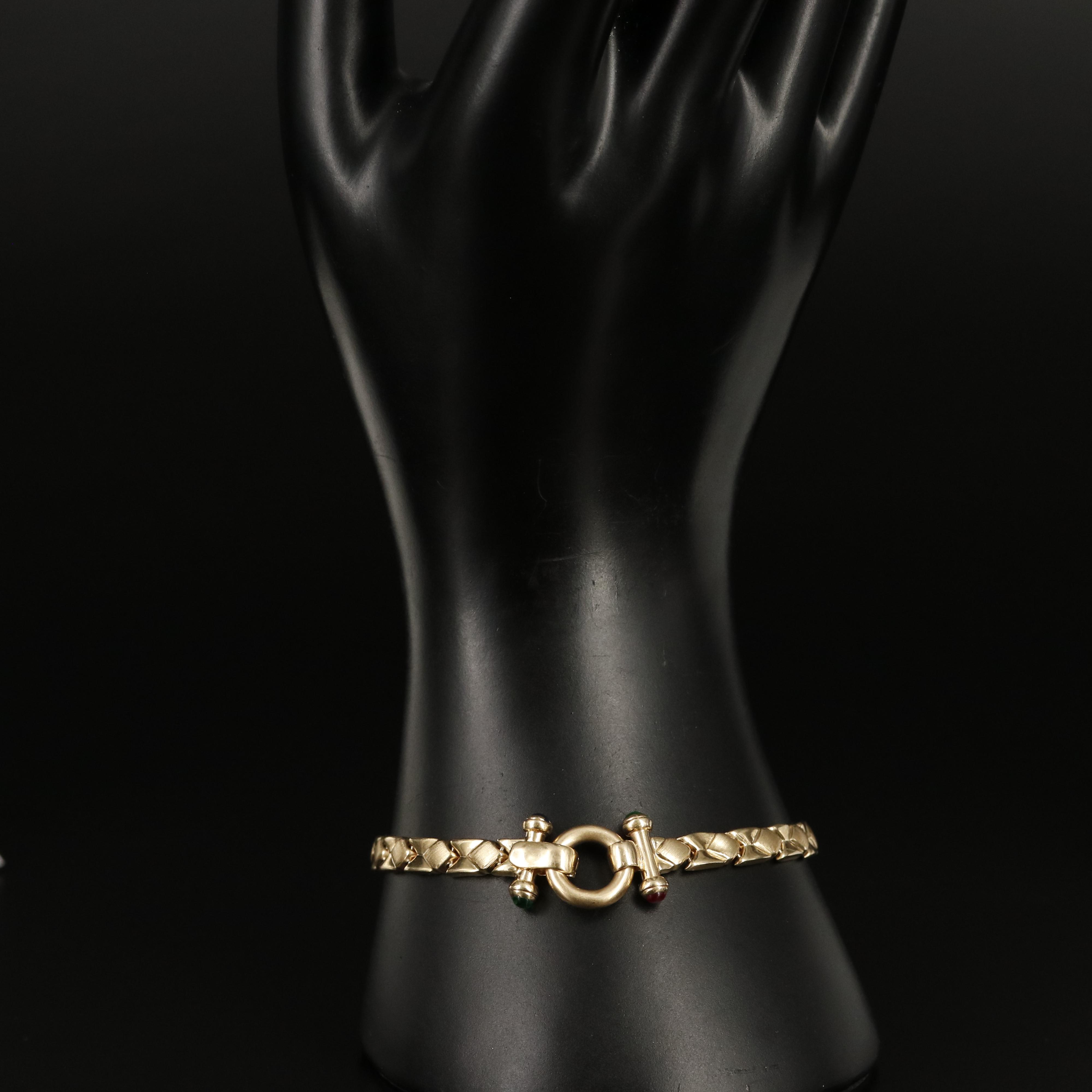 Italian 14K Ruby, Spinel, Sapphire and Emerald Bracelet