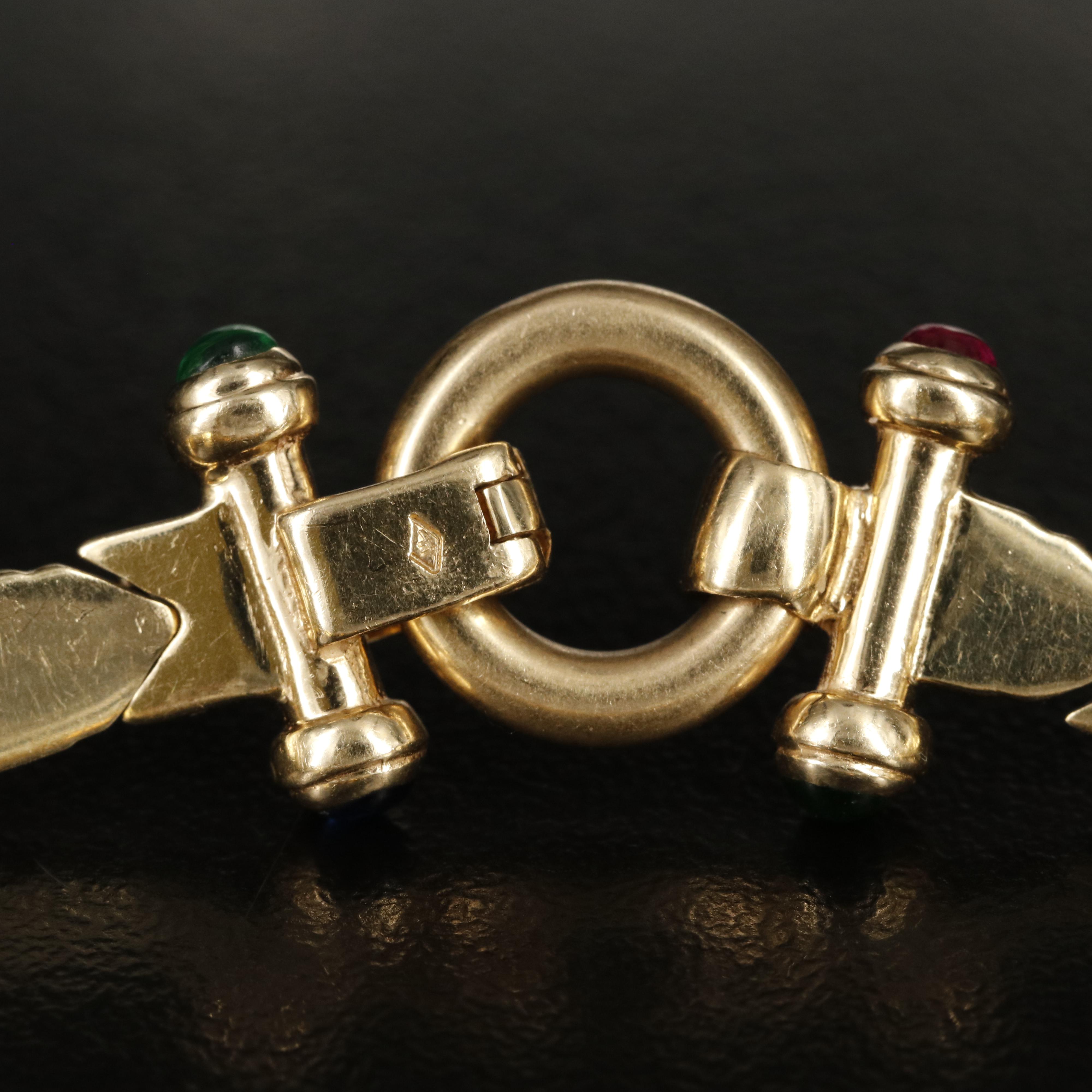 Italian 14K Ruby, Spinel, Sapphire and Emerald Bracelet