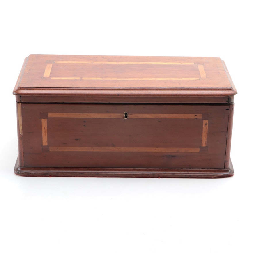 Mahogany and Maple Inlaid Document Box, 19th Century