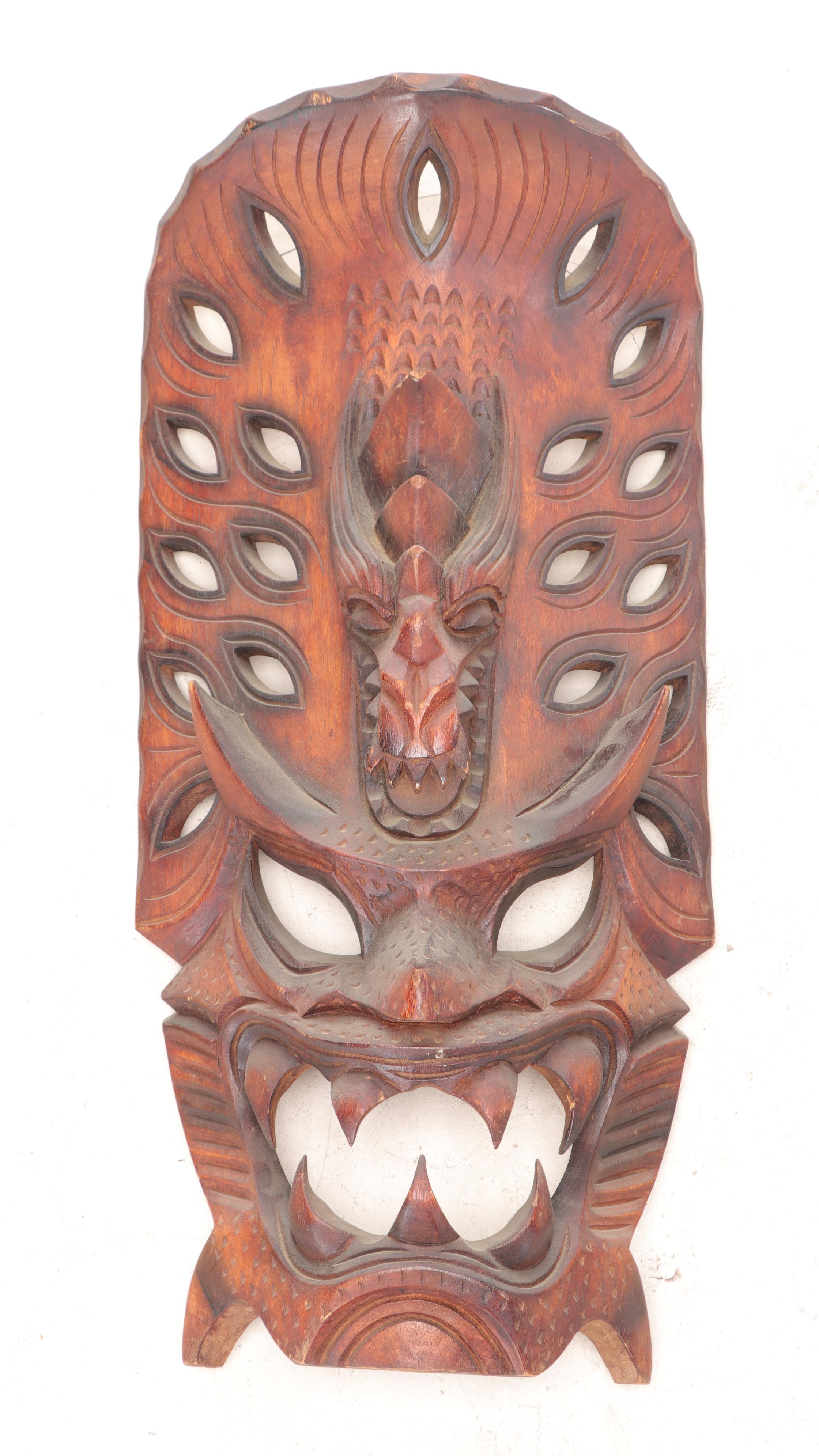 Filipino Igorot Hand-Carved Wood Dragon Masks