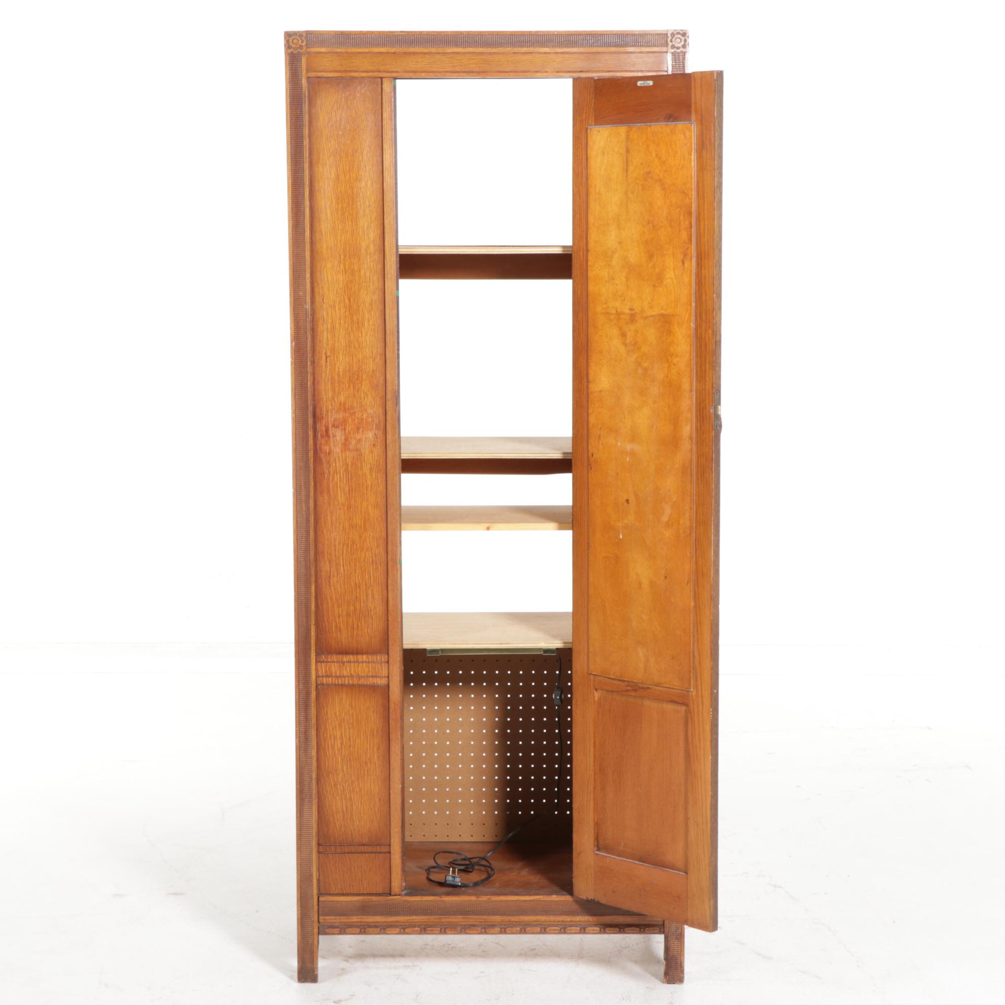 Bath Cabinet Makers Oak-Veneered Mirrored Wardrobe, Mid-20th Century