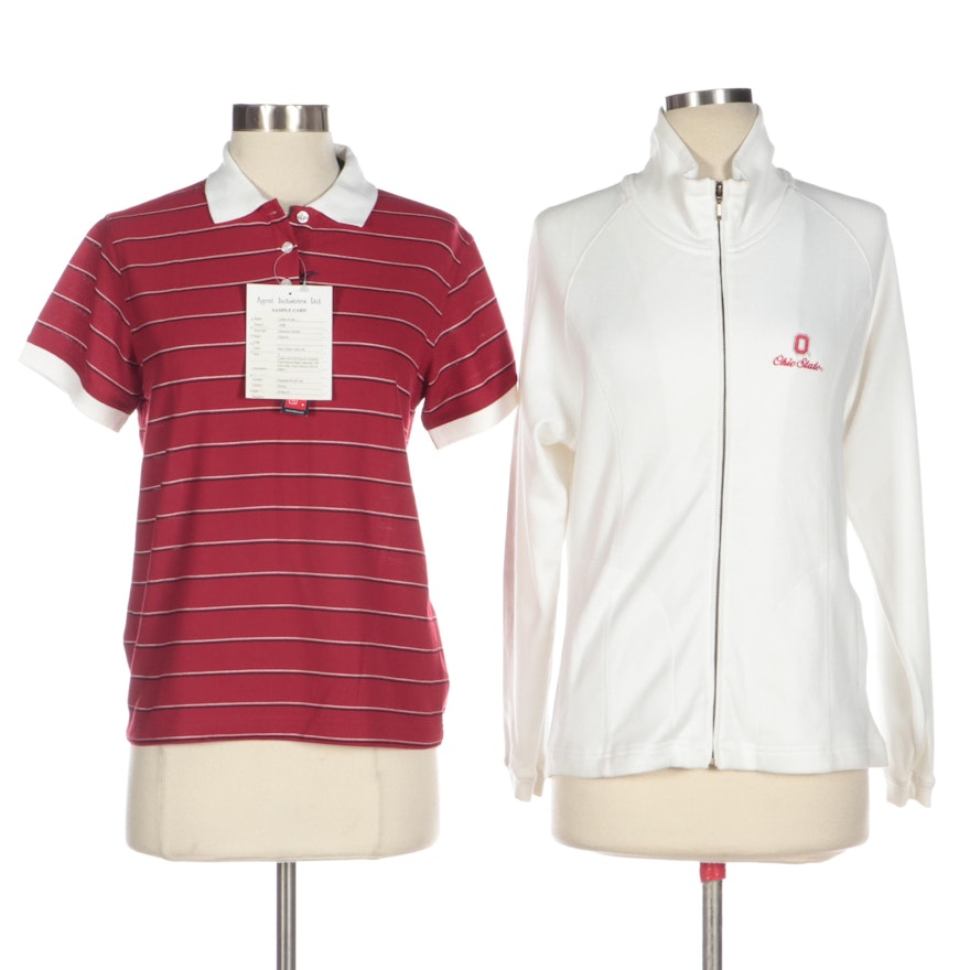 Ohio State University White Jacket with Red Striped Polo