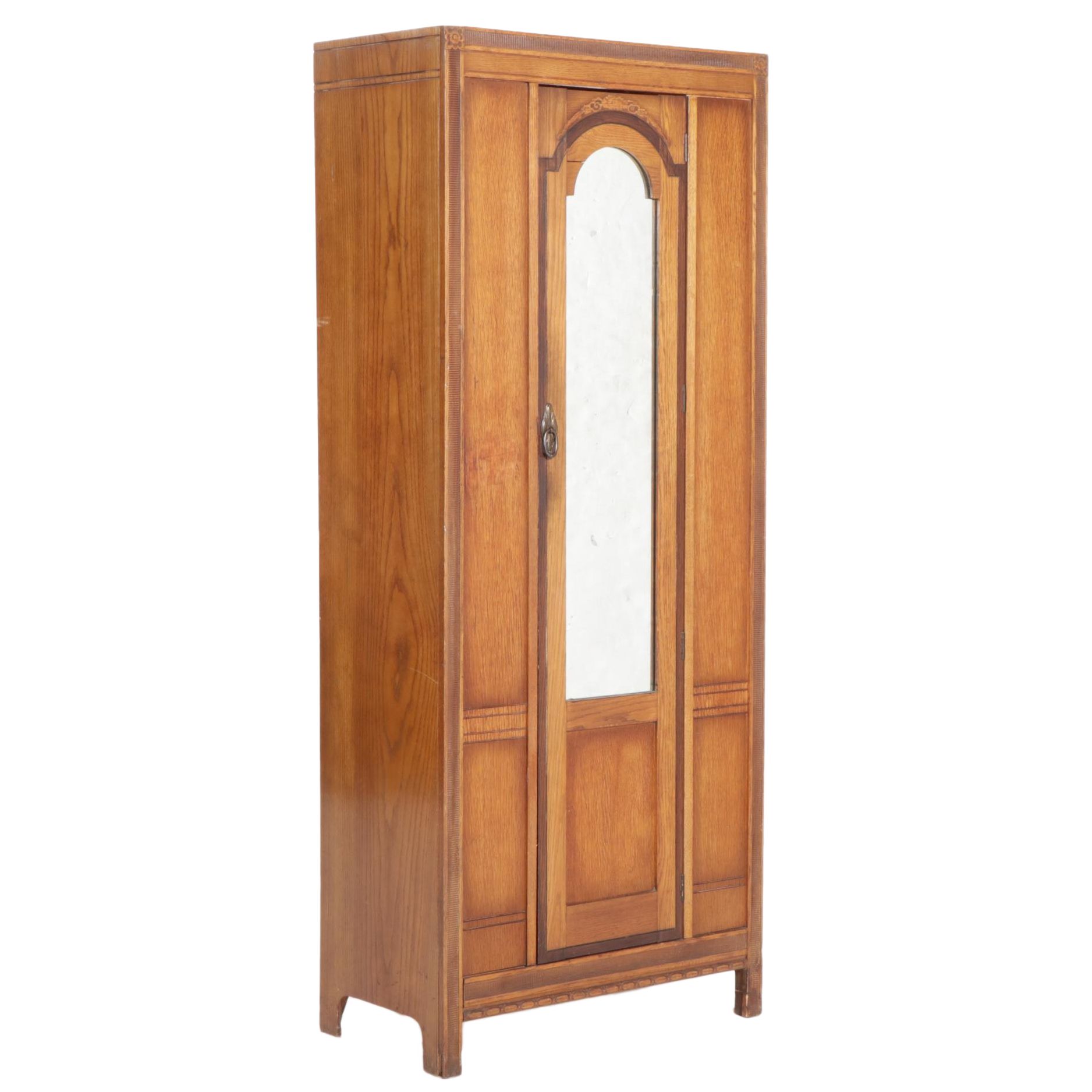 Bath Cabinet Makers Oak-Veneered Mirrored Wardrobe, Mid-20th Century