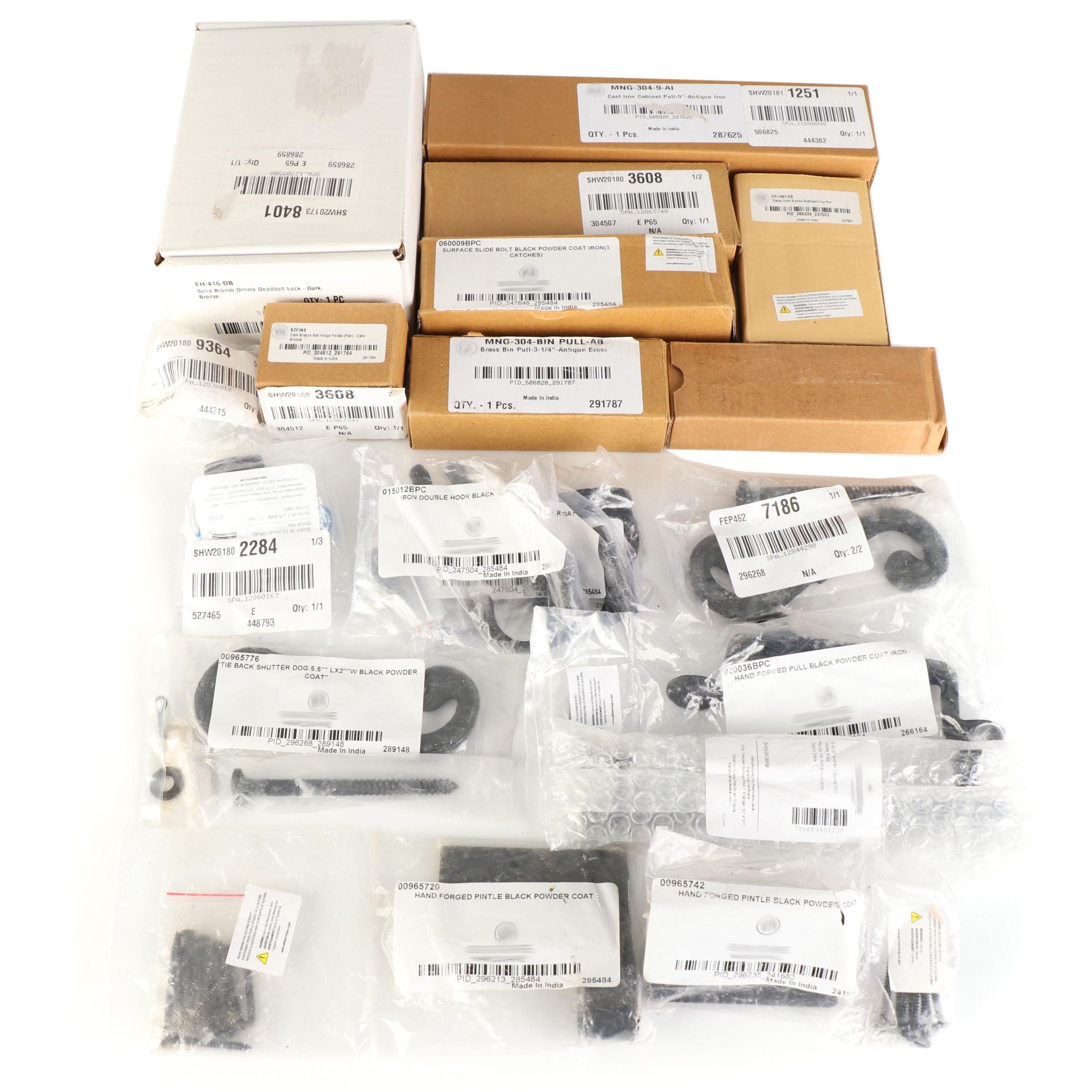 Deadbolt Lock in Solid Bronze, Tie Back Shutter Dog, Cabinet Pull and More