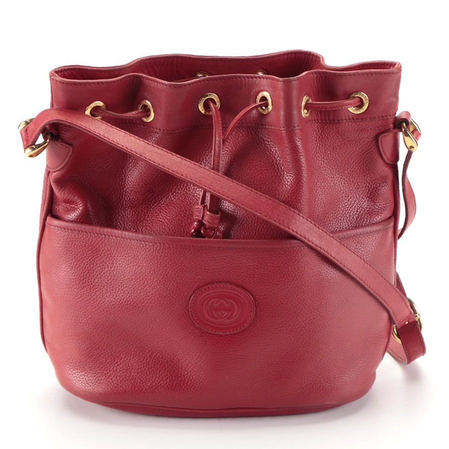 Gucci Bucket Bag in Red Grained Leather