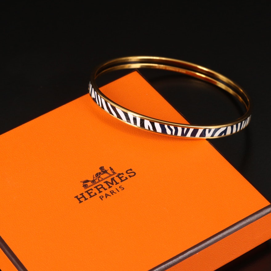 Hermès Extra Narrow Zebra Enamel Bangle