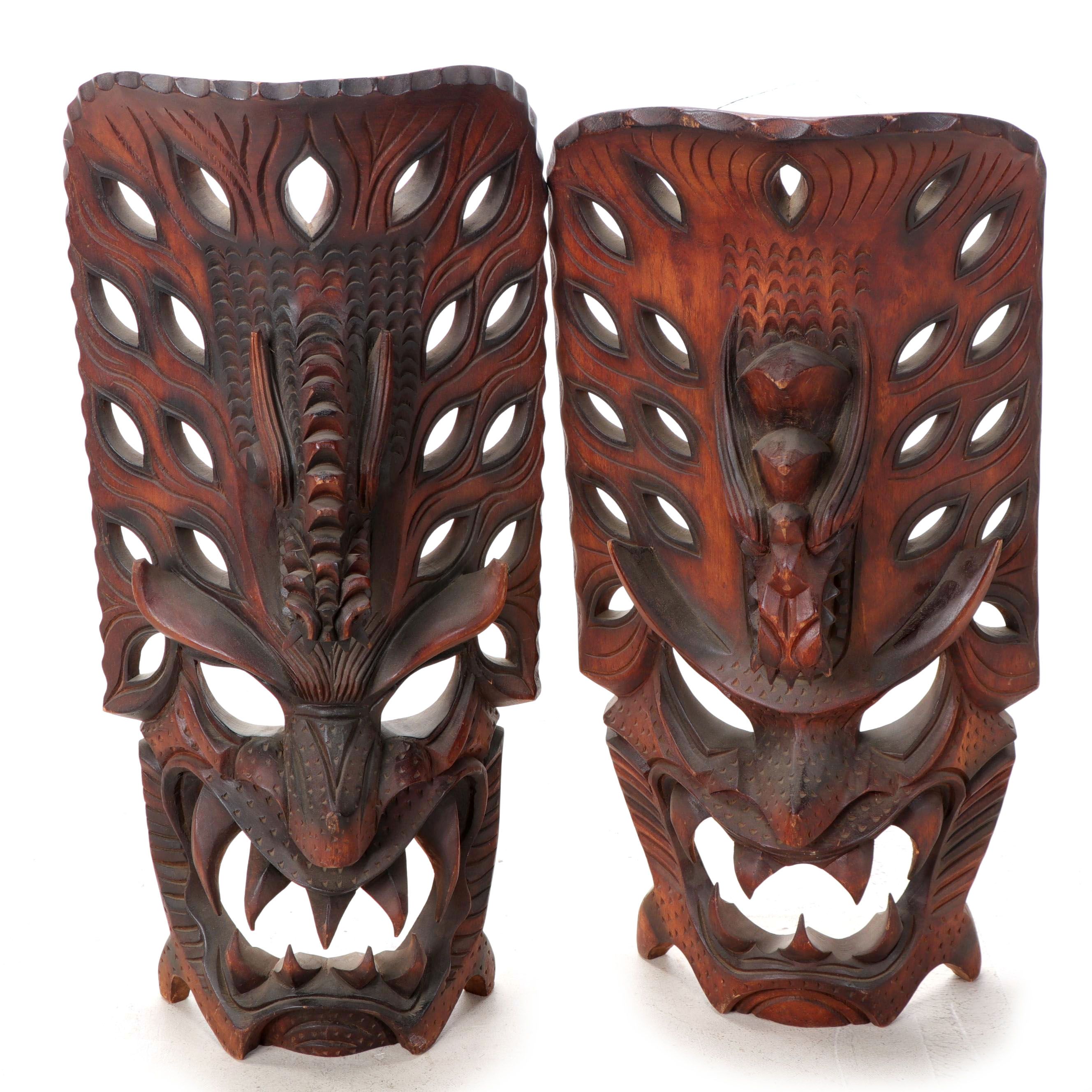 Filipino Igorot Hand-Carved Wood Dragon Masks