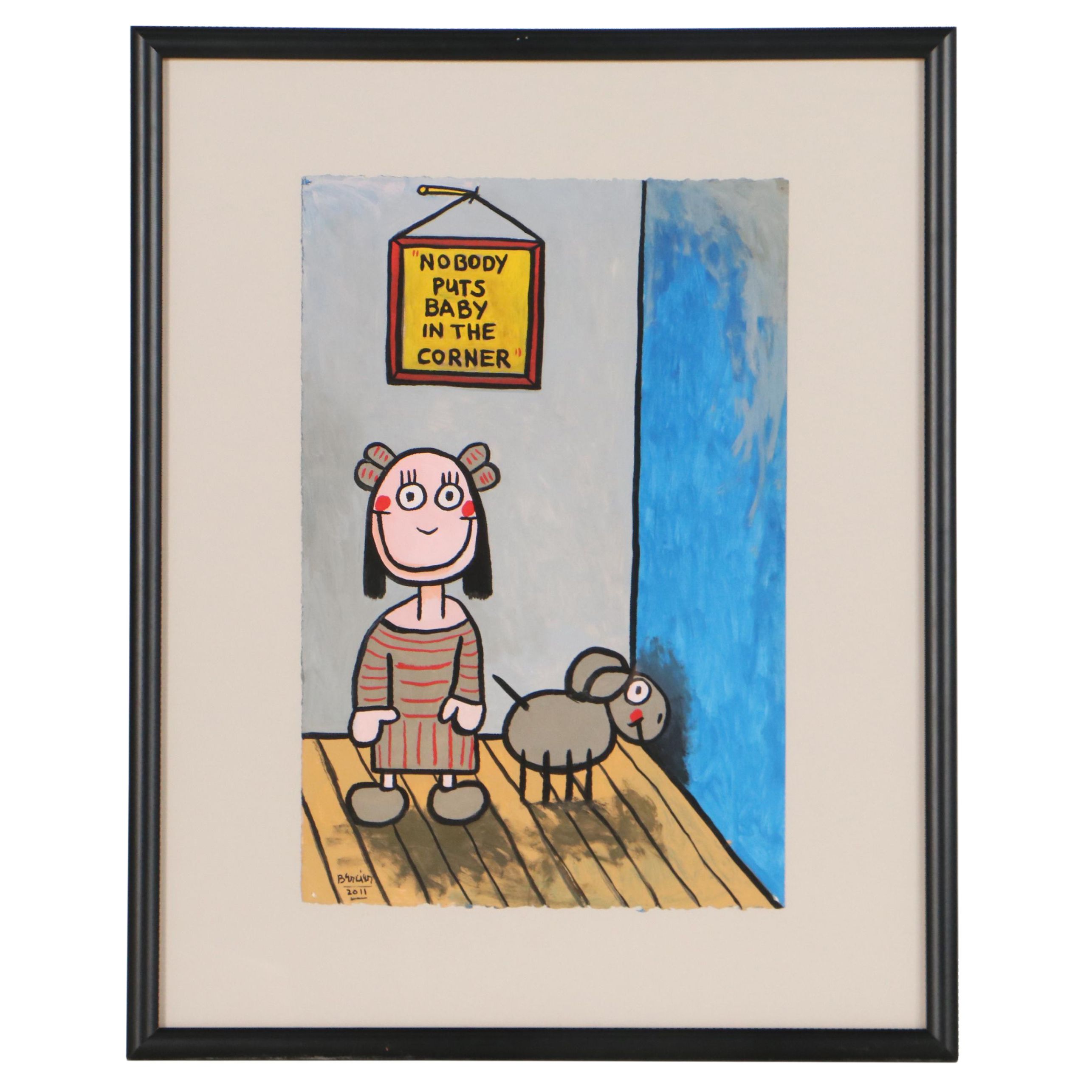 Mark Bercier Gouache Painting "Nobody Puts Baby in the Corner," 2011