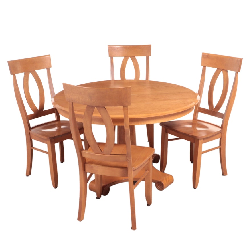 Biedermeier Style Maple Dining Set with Four Chairs