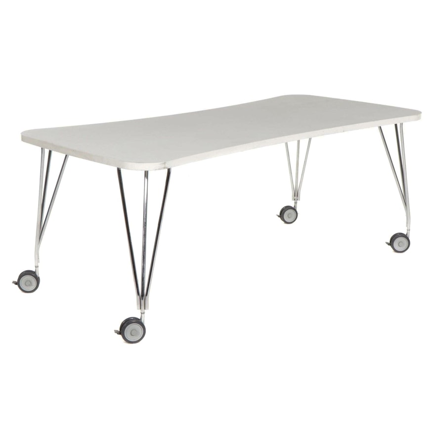 Contemporary Laminate Work Table with Chrome Legs