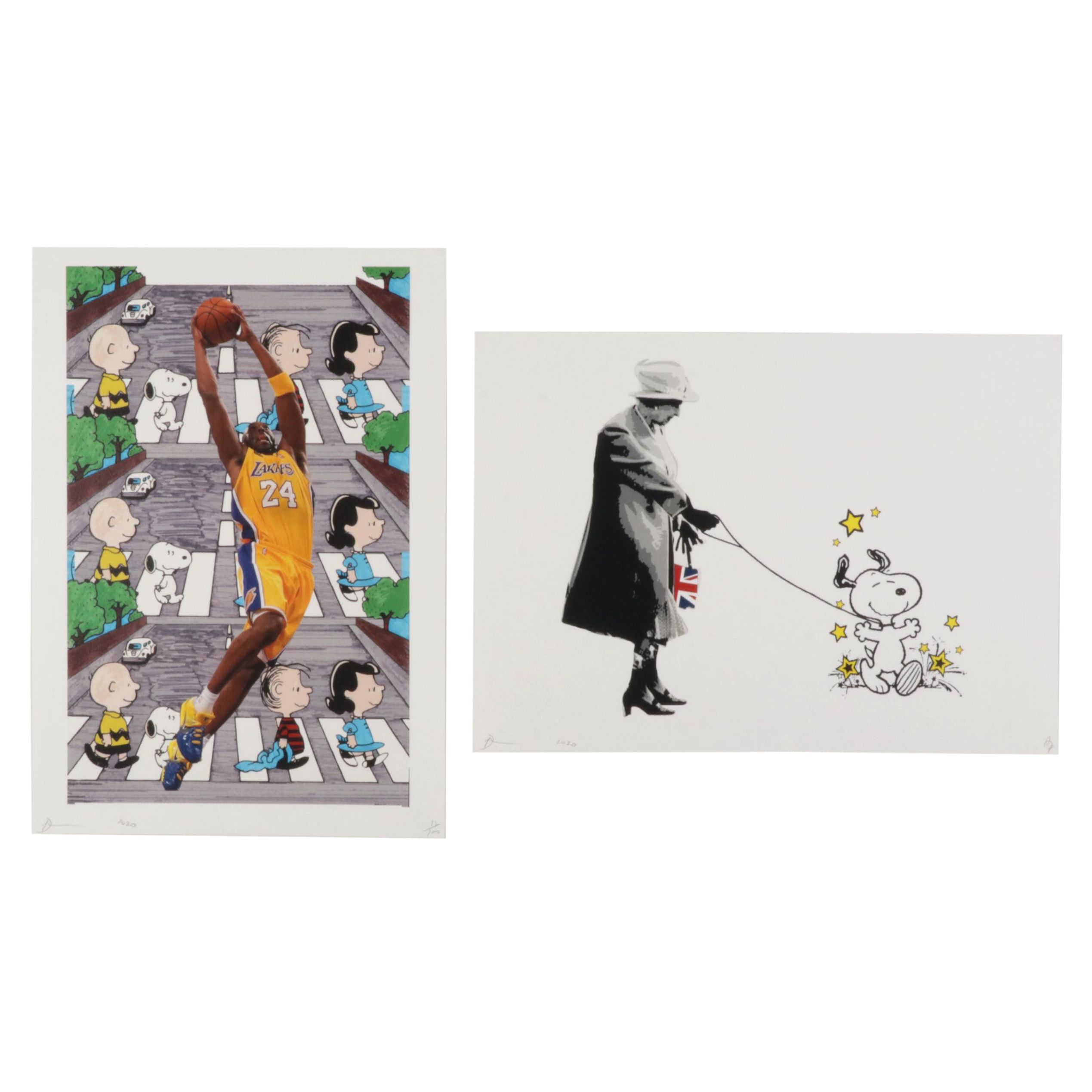 Death NYC Pop Art Graphic Prints Featuring Queen Elizabeth and Kobe Bryant, 2020