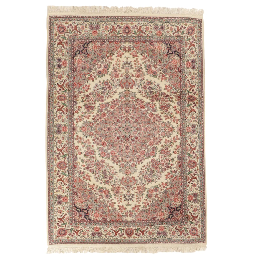 6'1 x 9'4 Hand-Knotted Persian Kashan Area Rug