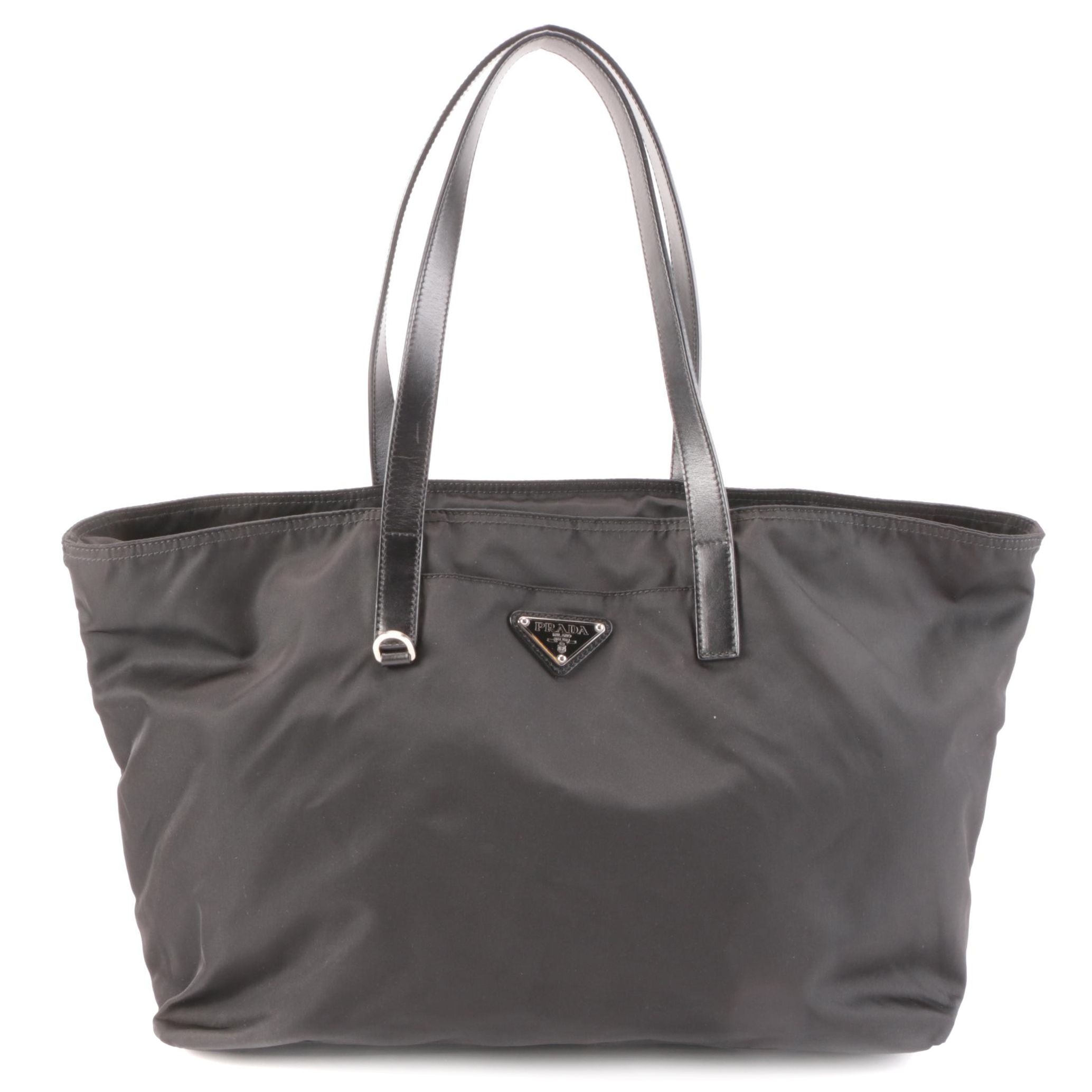 Prada Black Tessuto Nylon and Leather Tote