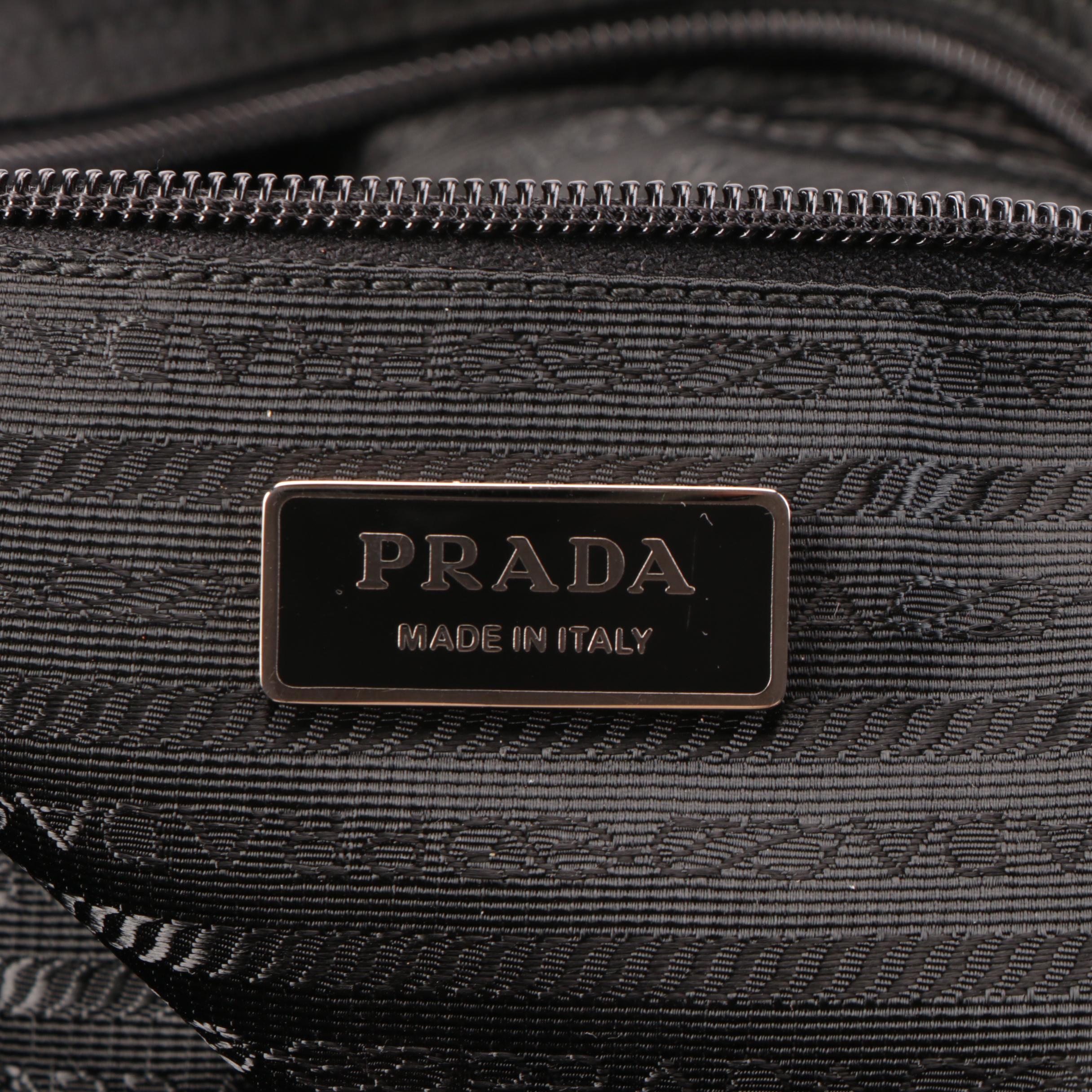 Prada Black Tessuto Nylon and Leather Tote
