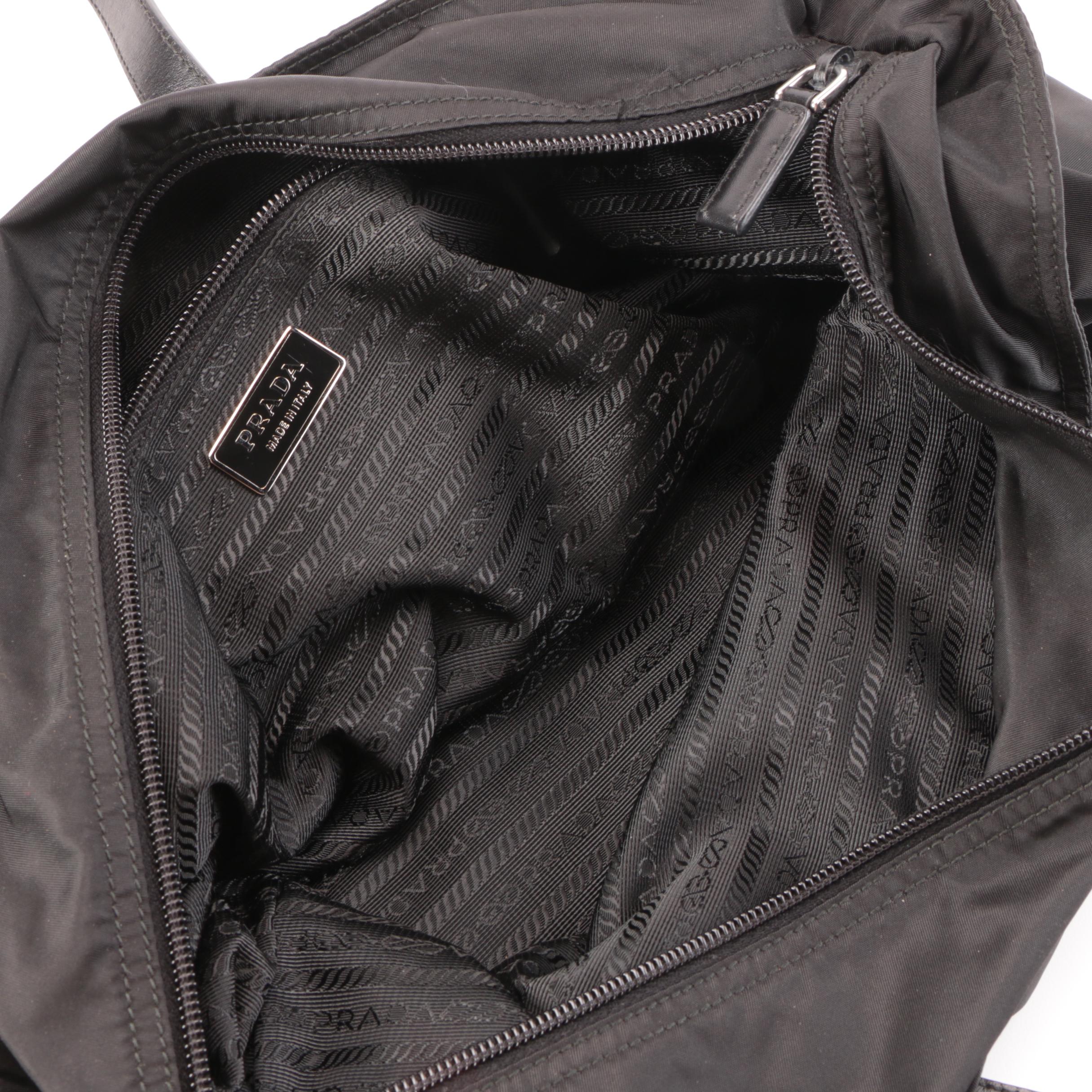 Prada Black Tessuto Nylon and Leather Tote