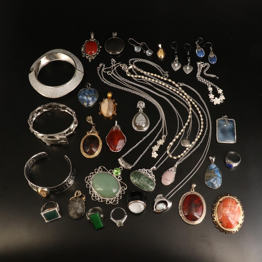 Jewelry Selection Including Italian Sterling Seraphinite and Mahogany Obsidian