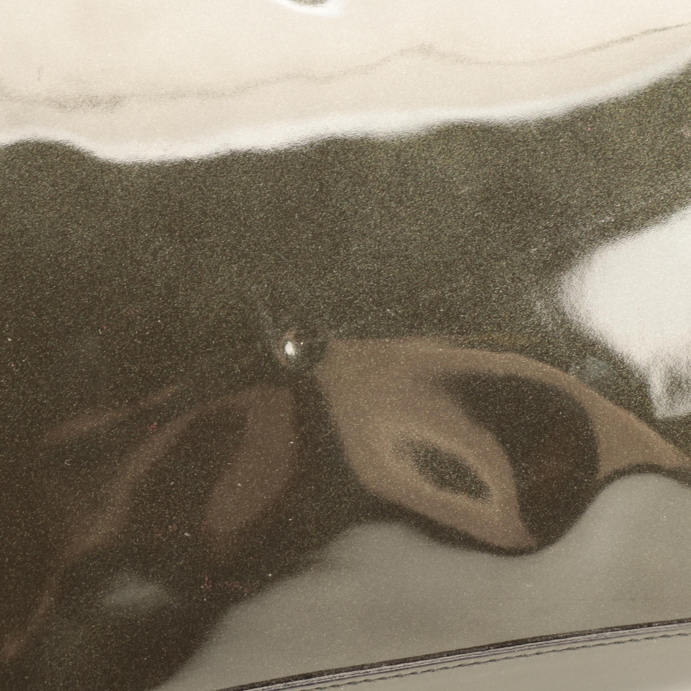 Prada Geometric Hobo Shoulder Bag in Green Metallic Patent Leather