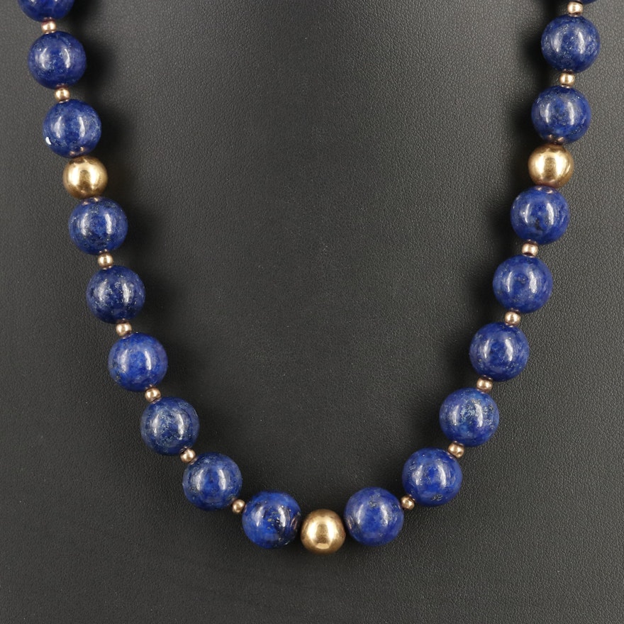 Lapis Lazuli Beaded Station Necklace