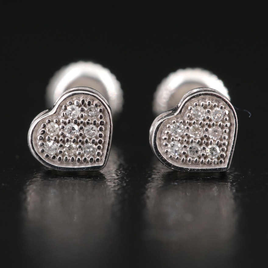 10K 0.05 CTW Diamond Heart Stud Earrings