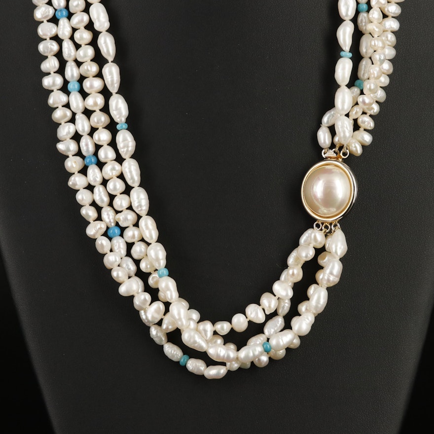 Pearl, Turquoise and Faux Pearl Necklace