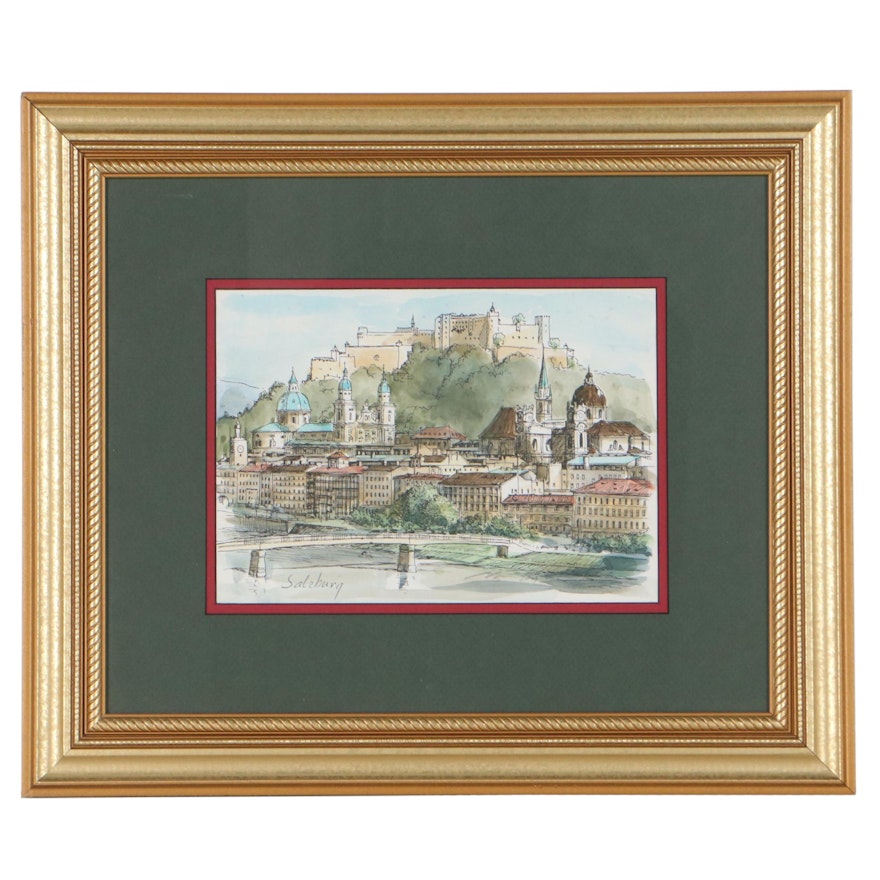 Hand-Colored Lithograph "Salzburg," 2001