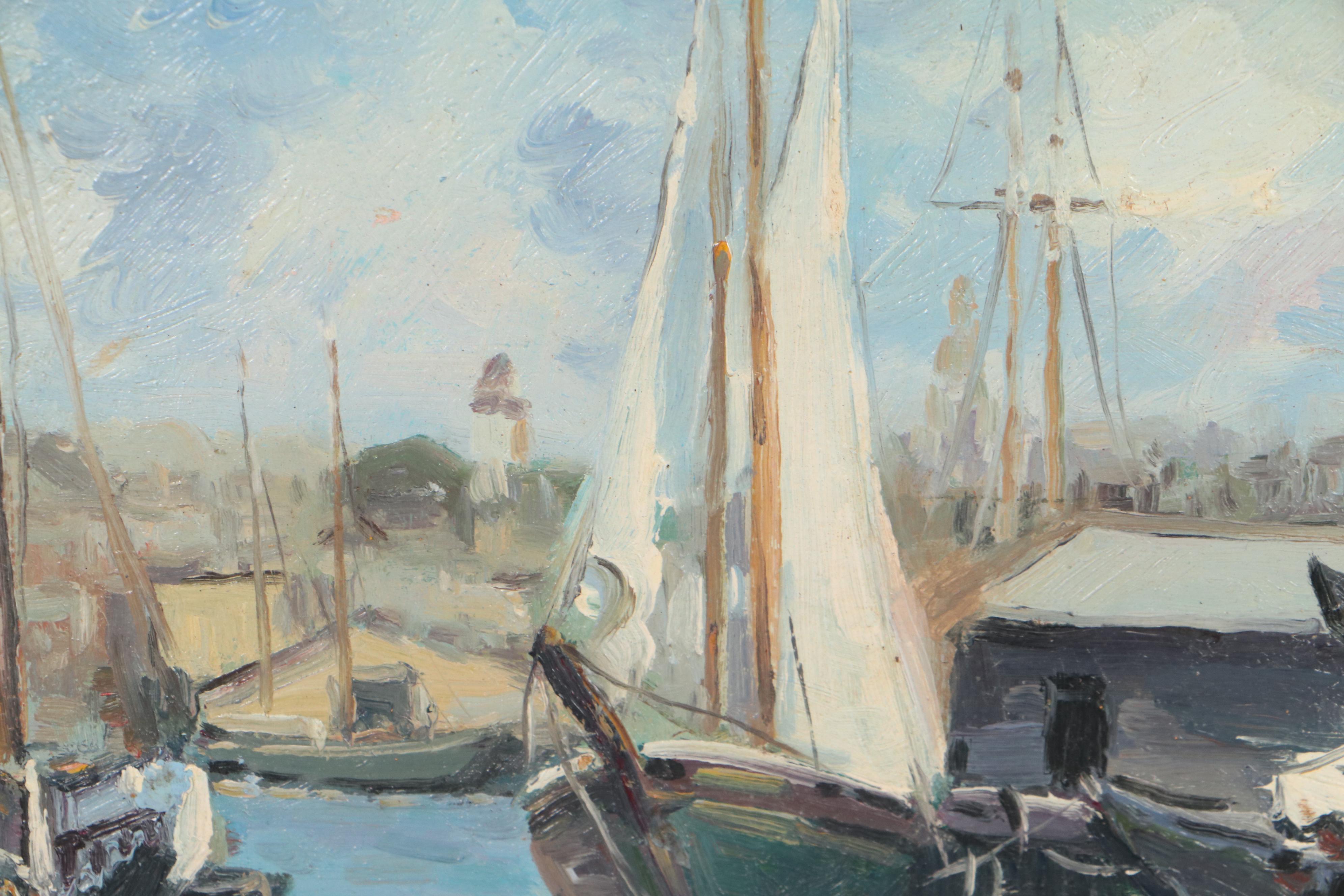 Harbor Scene Oil Painting "Gloucester, Mass," 1952