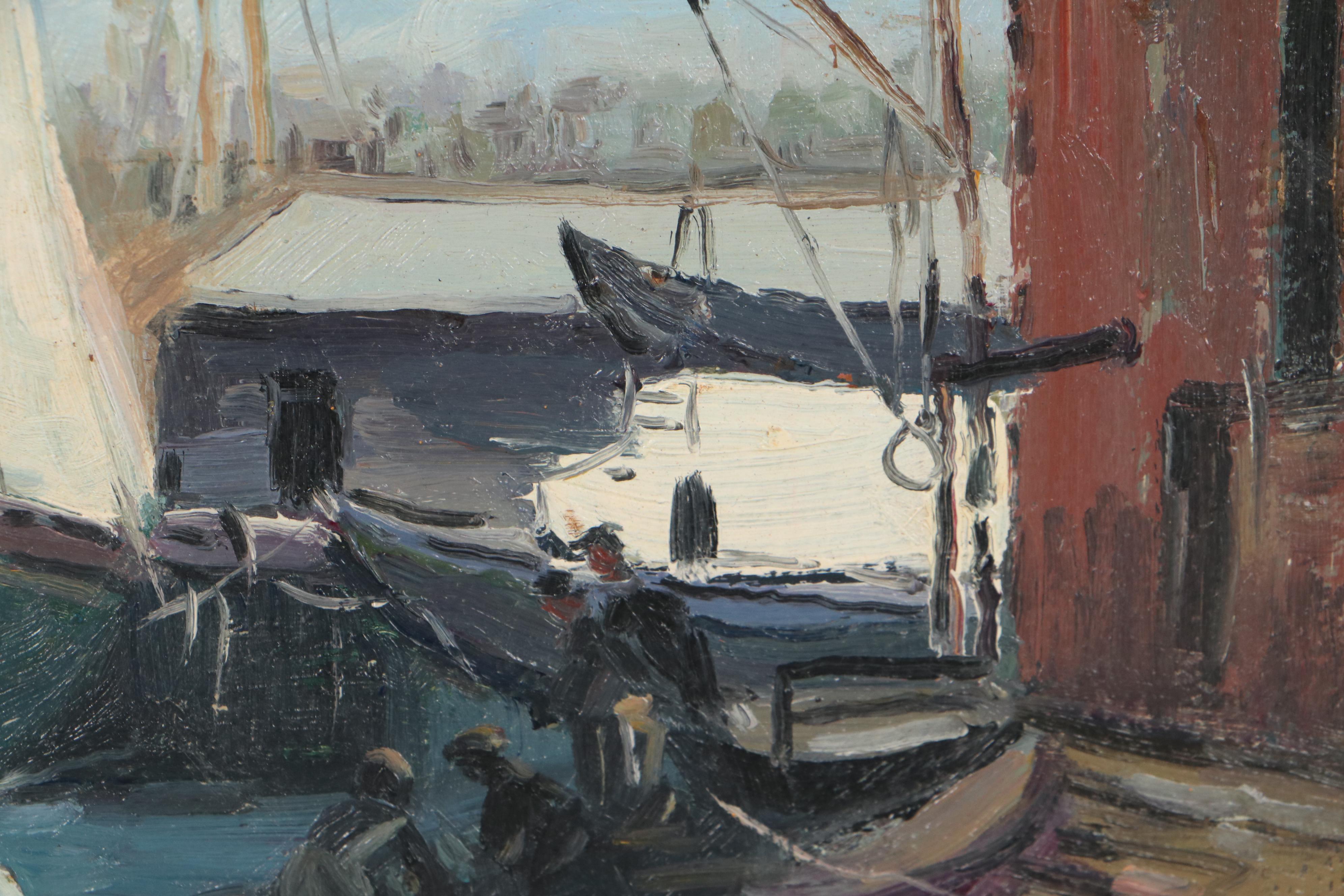 Harbor Scene Oil Painting "Gloucester, Mass," 1952
