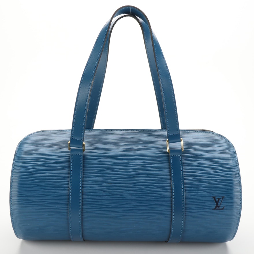 Louis Vuitton Soufflot Bag in Toledo Blue Epi and Smooth Leather