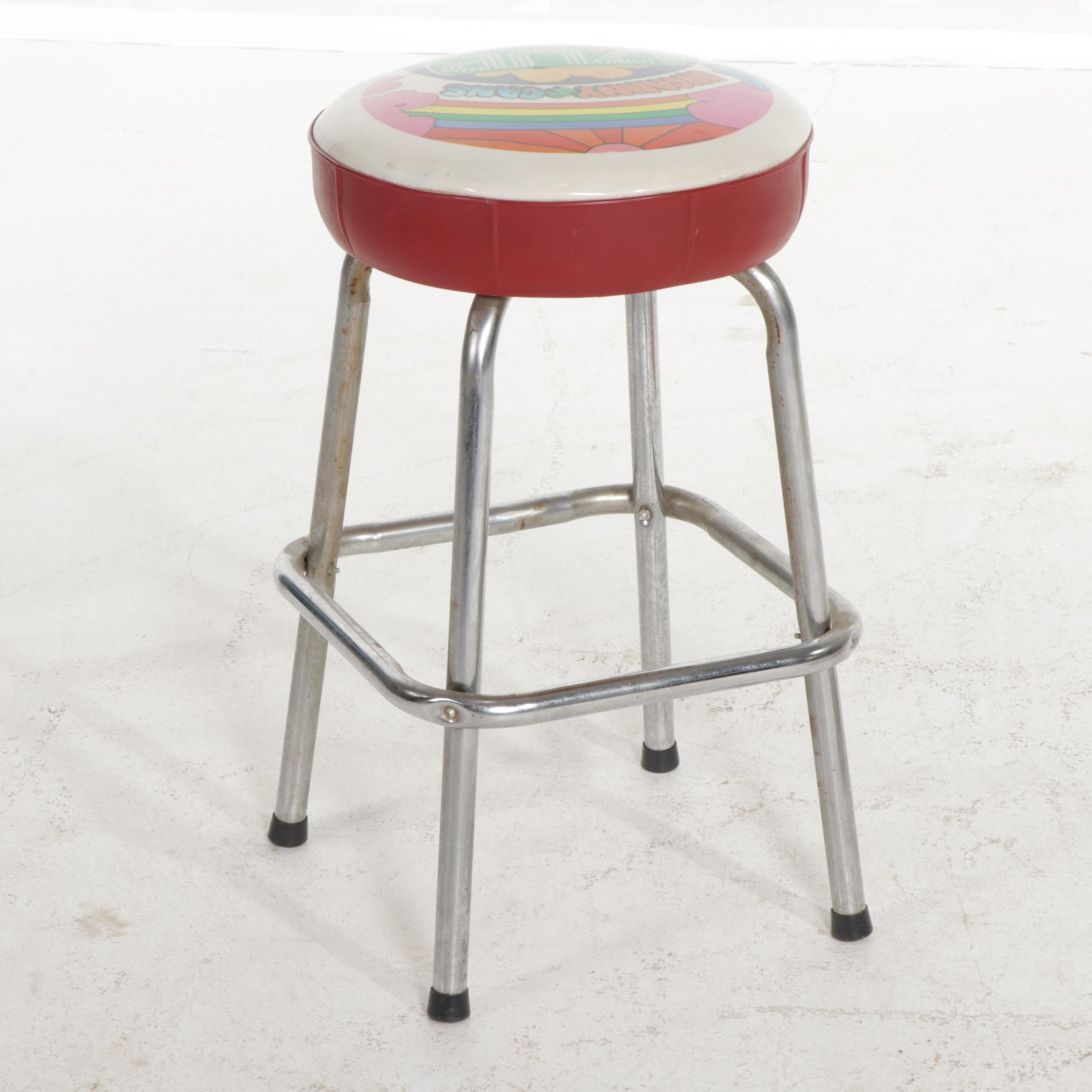 John Alcorn for 7Up Metal Advertising Sign and Chrome Barstool, circa 1970