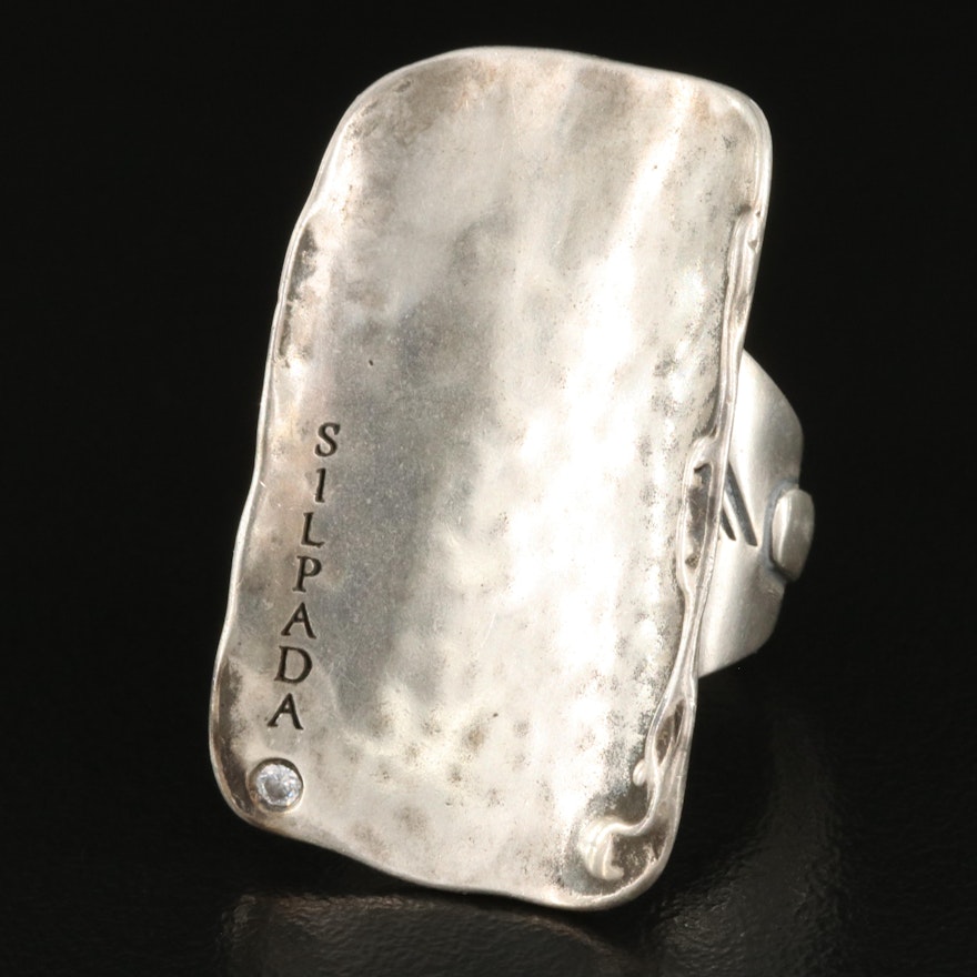 Silpada Sterling Concave Ring with Cubic Zirconia Accent