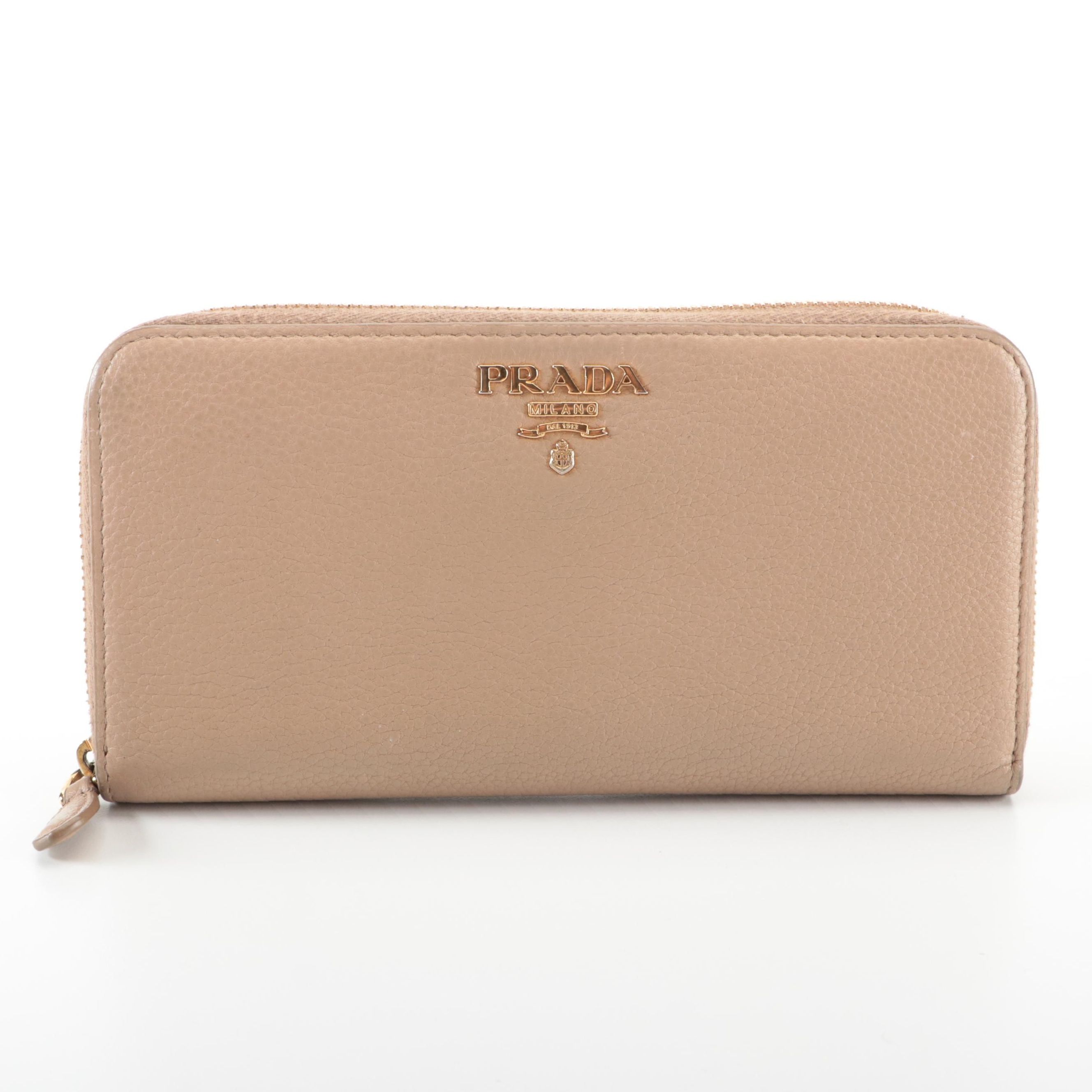 Prada Zip-Around Wallet in Vitello Daino Leather