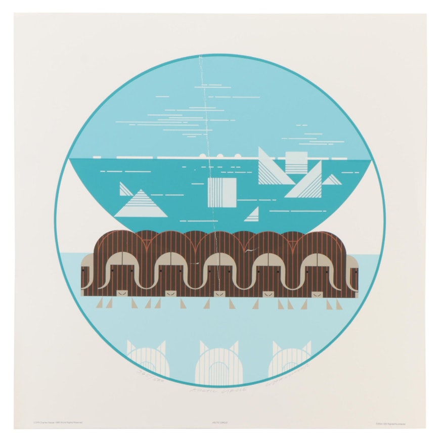 Charley Harper Serigraph "Arctic Circle," 1990