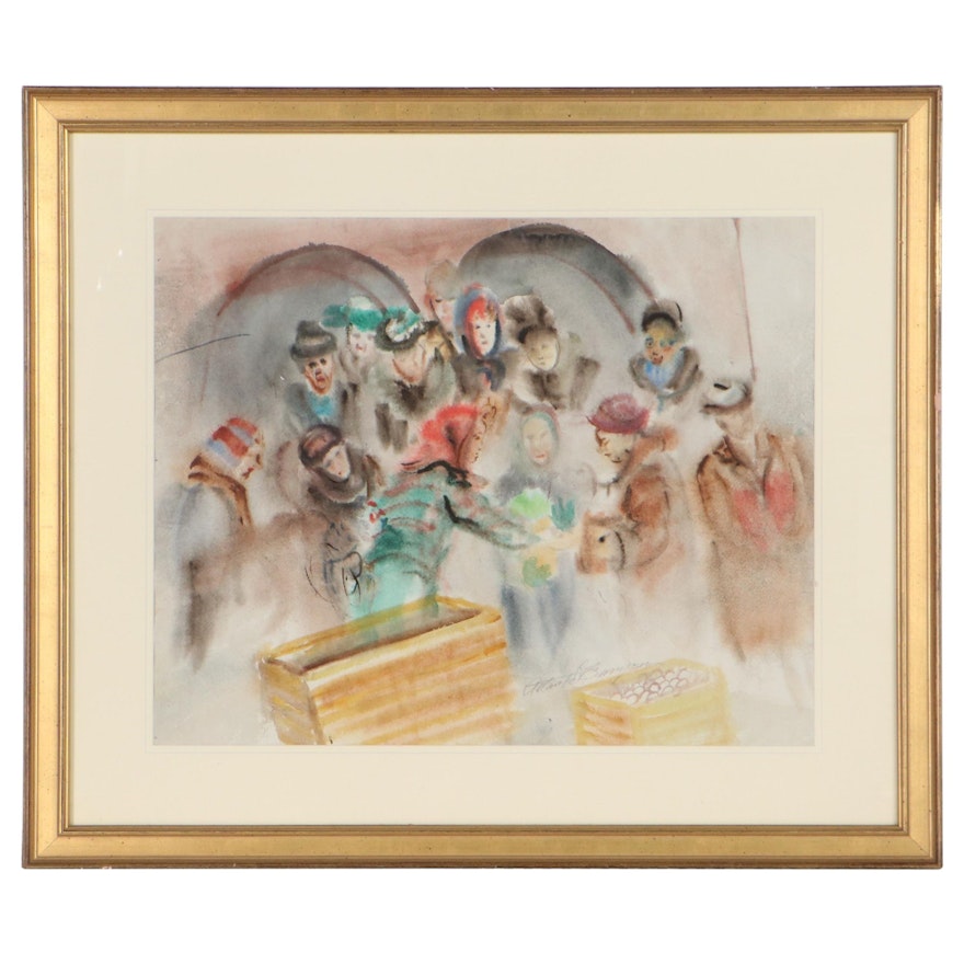 Atlanta Constance Sampson Market Scene Watercolor Painting