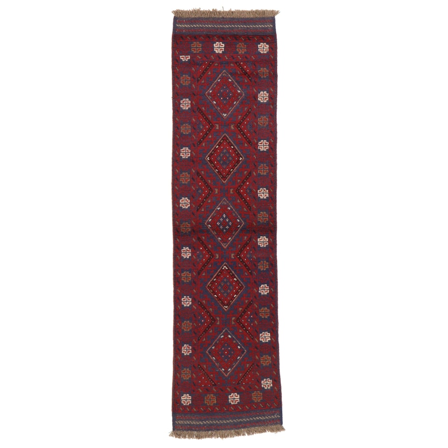 2'1 x 8'9 Hand-Knotted Afghan Turkmen Mixed Technique Carpet Runner