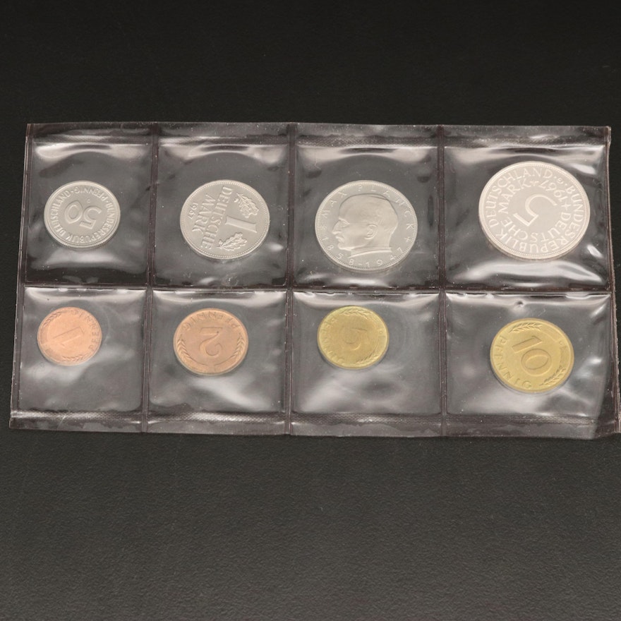 1967-G Germany Proof Set Featuring a Silver 5, 2 and 1 Mark