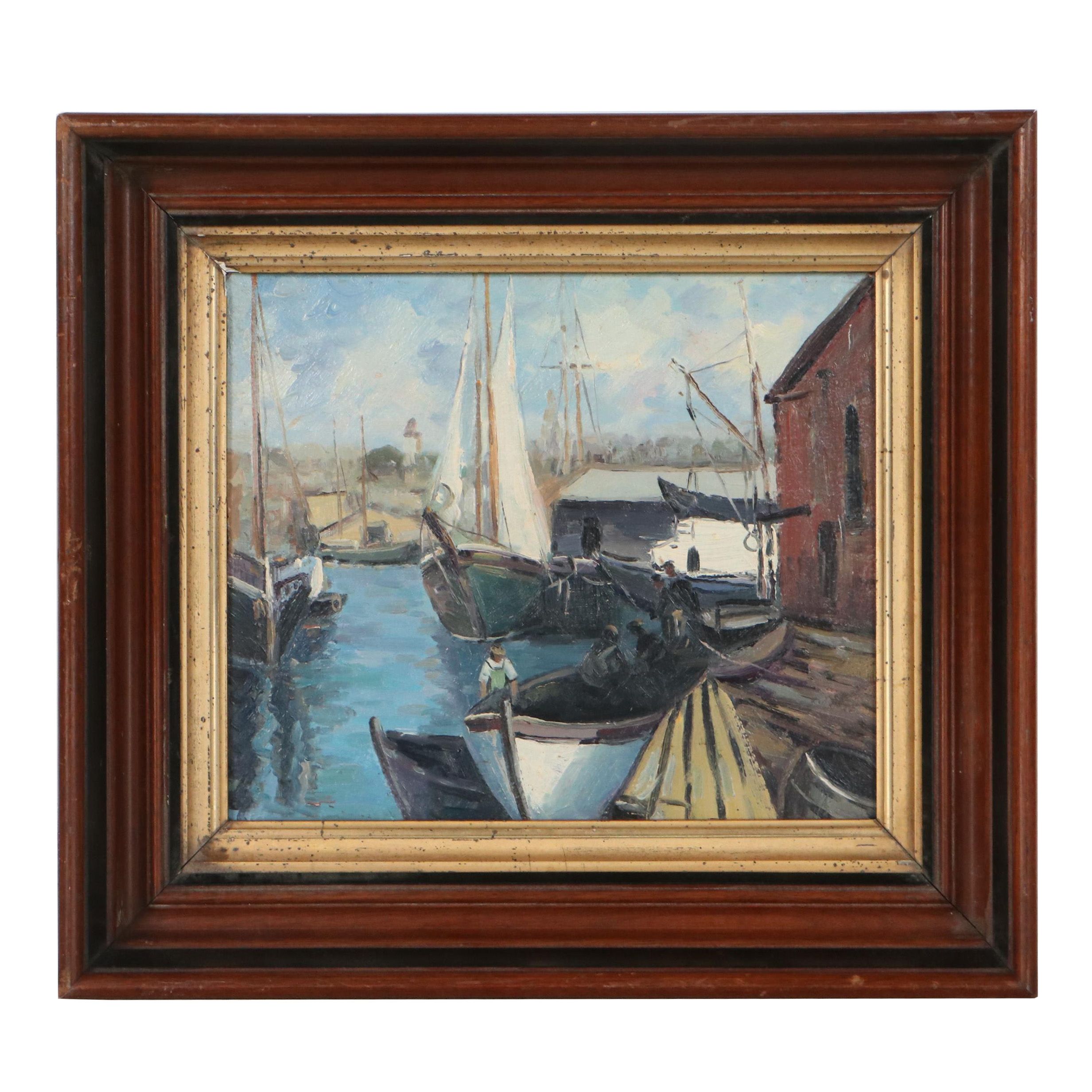 Harbor Scene Oil Painting "Gloucester, Mass," 1952