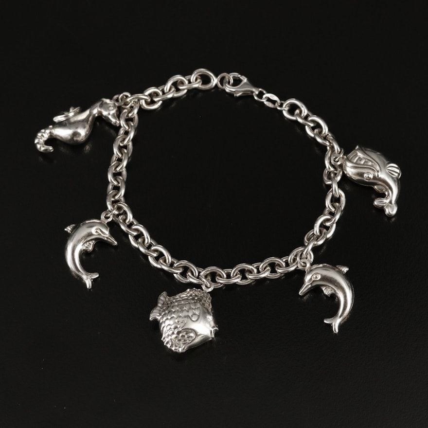 14K Sealife Themed Puff Charm Bracelet