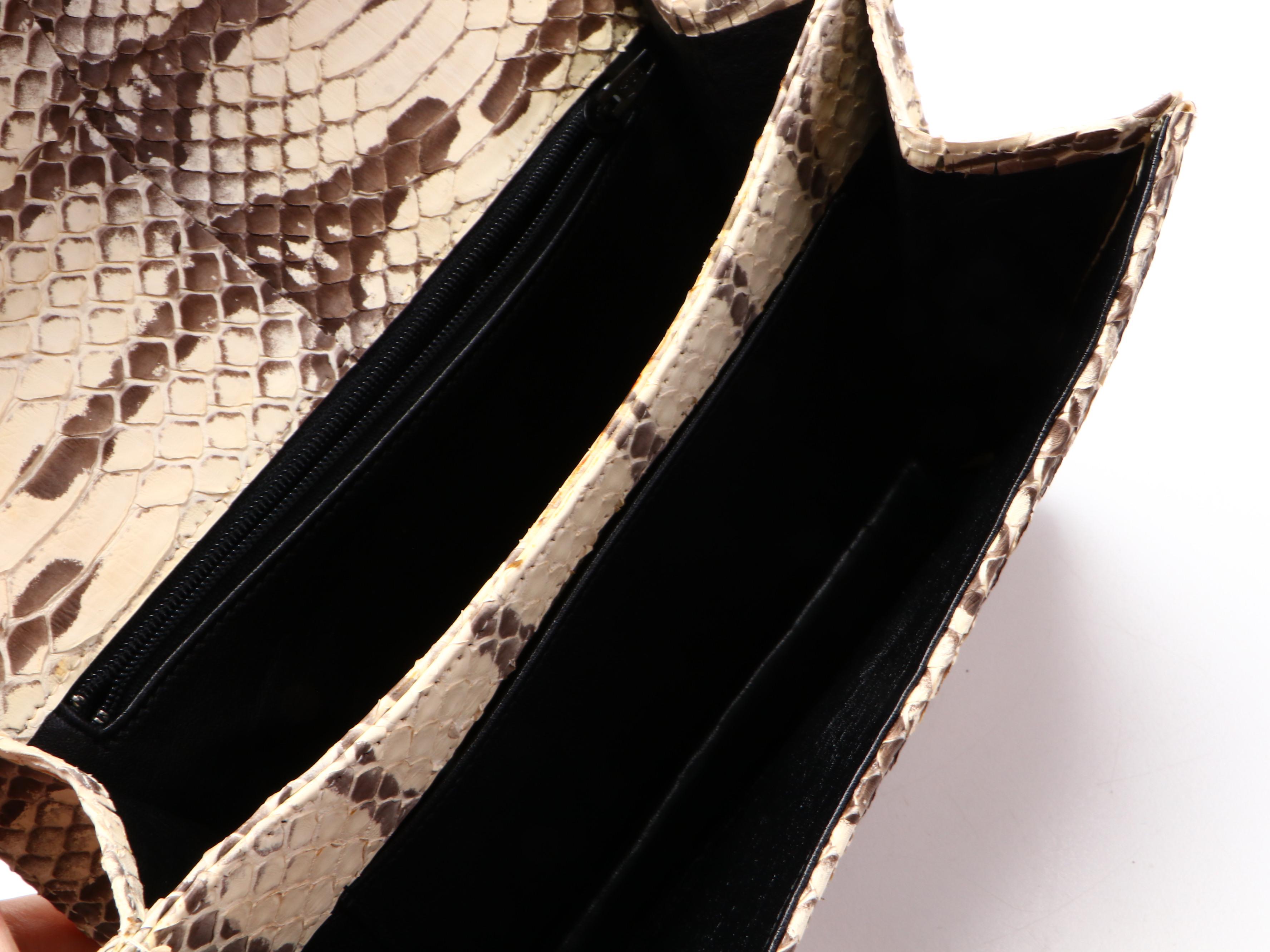 Sterling Cobra Skin Hard Frame Handbag and Python Skin Flap Shoulder Bag