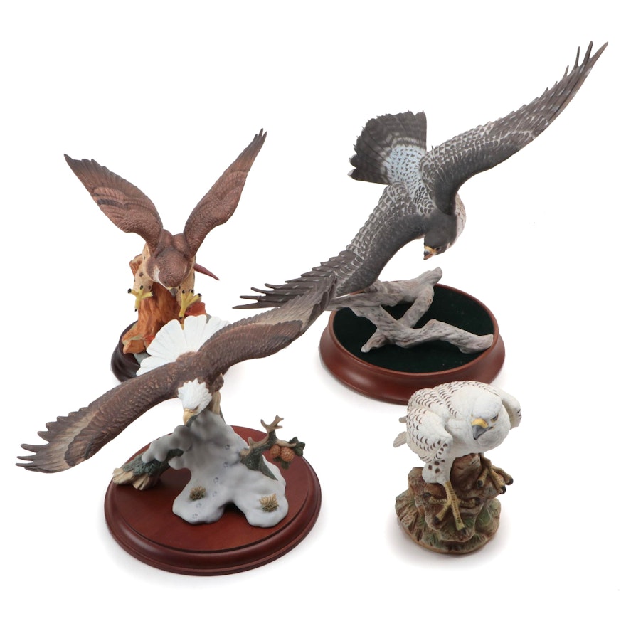 Lefton, Franklin Mint, Andrea, and Maruri Porcelain Wild Bird of Prey Figurines