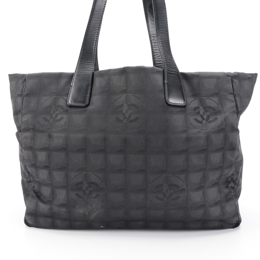 Chanel Tote Bag in Black Nylon with Leather Trim