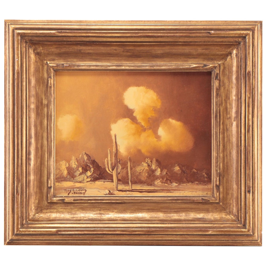 Thomas L. Lewis Southwestern Landscape Oil Painting "Desert Clouds"
