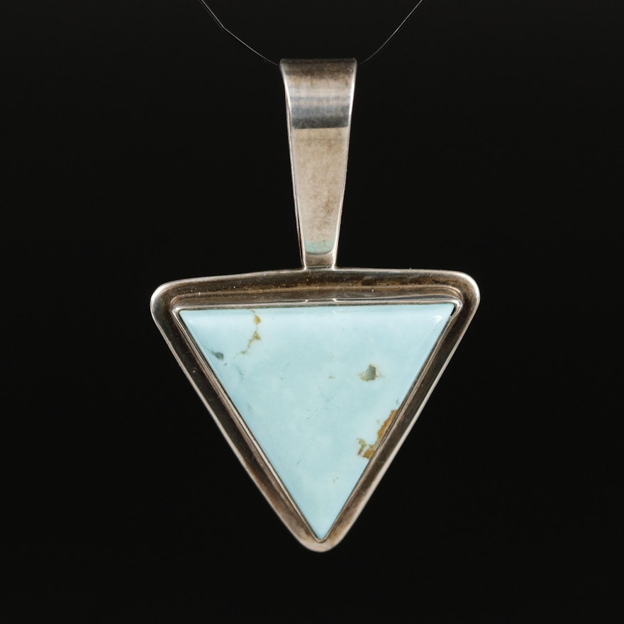 James Mason Navajo Diné Sterling Faux Turquoise Triangular Pendant