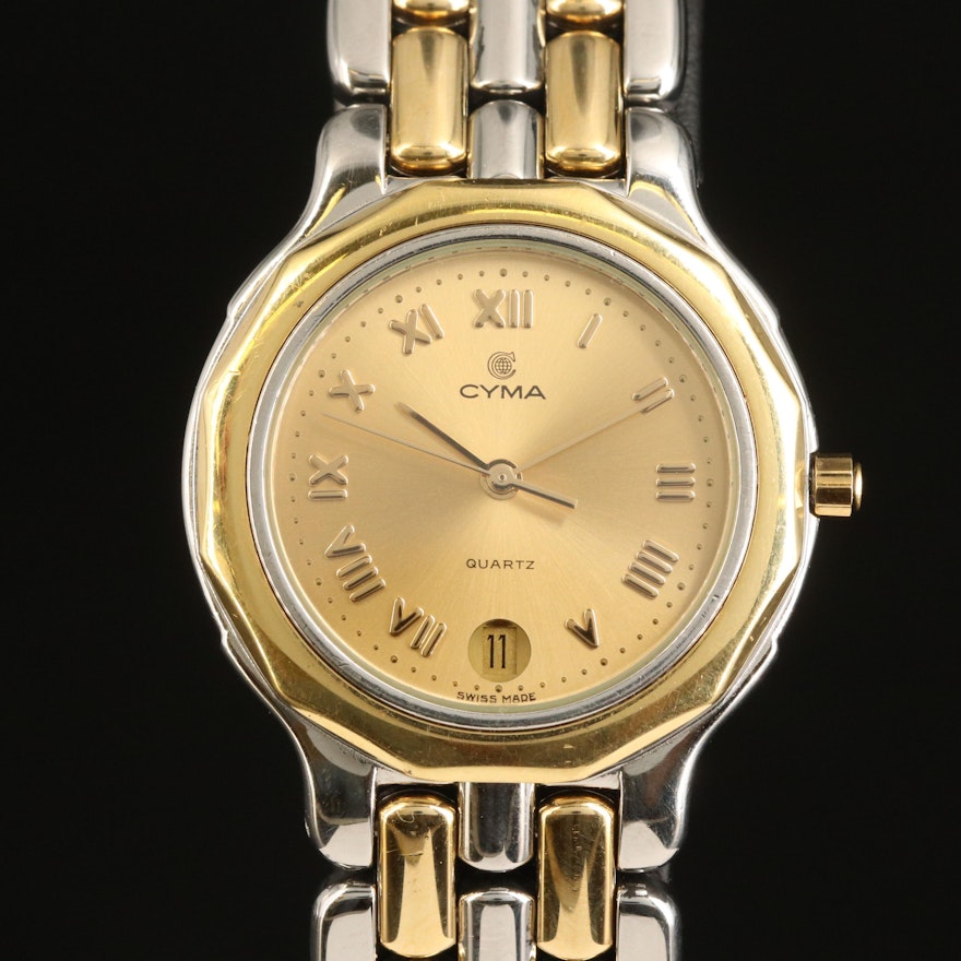 Cyma 18K and Stainless Steel Quartz Wristwatch