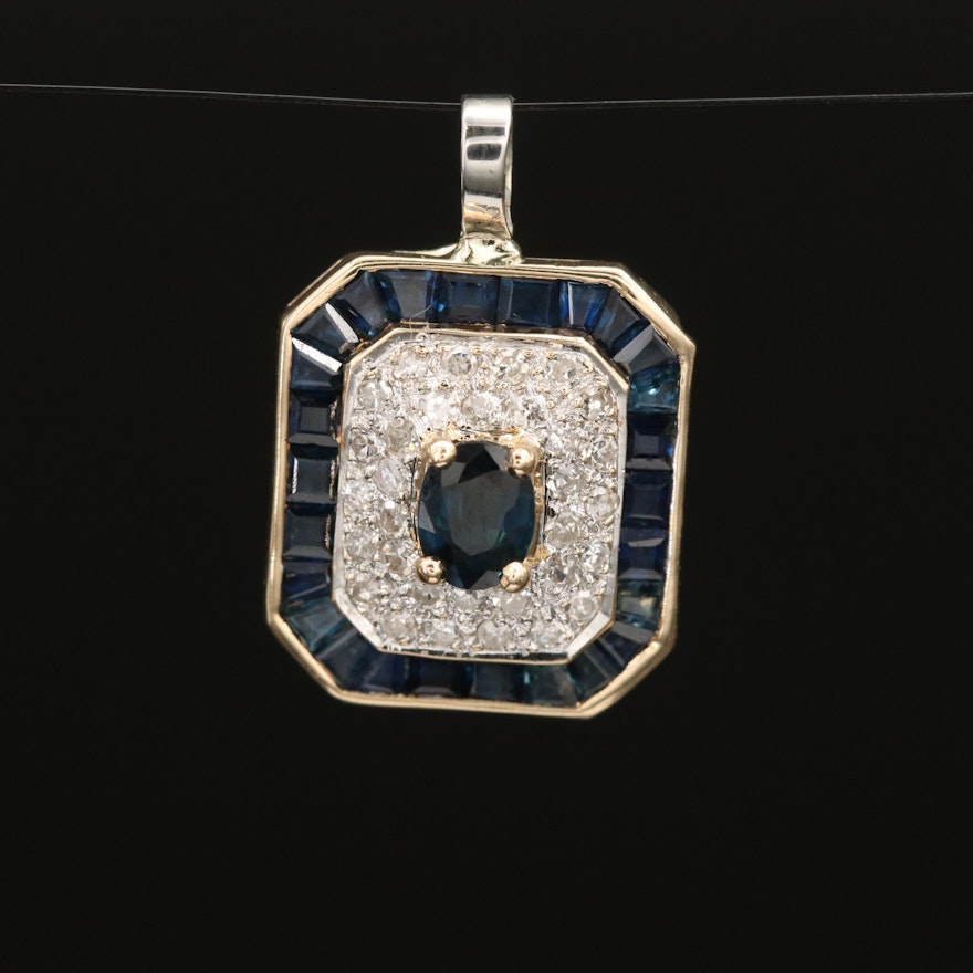 14K Sapphire and Diamond Pendant