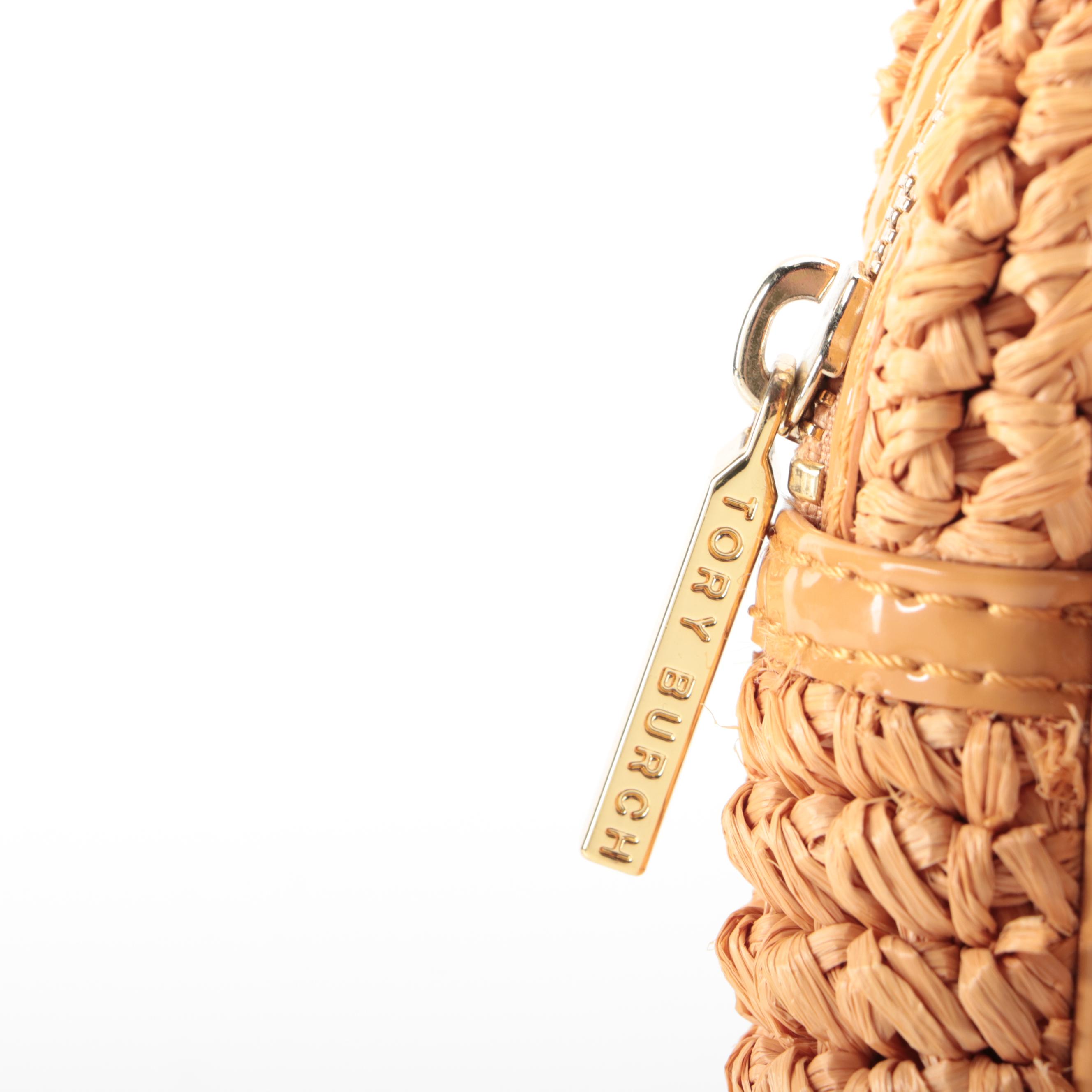 Tory Burch Shoulder Bag in Raffia and Patent Leather