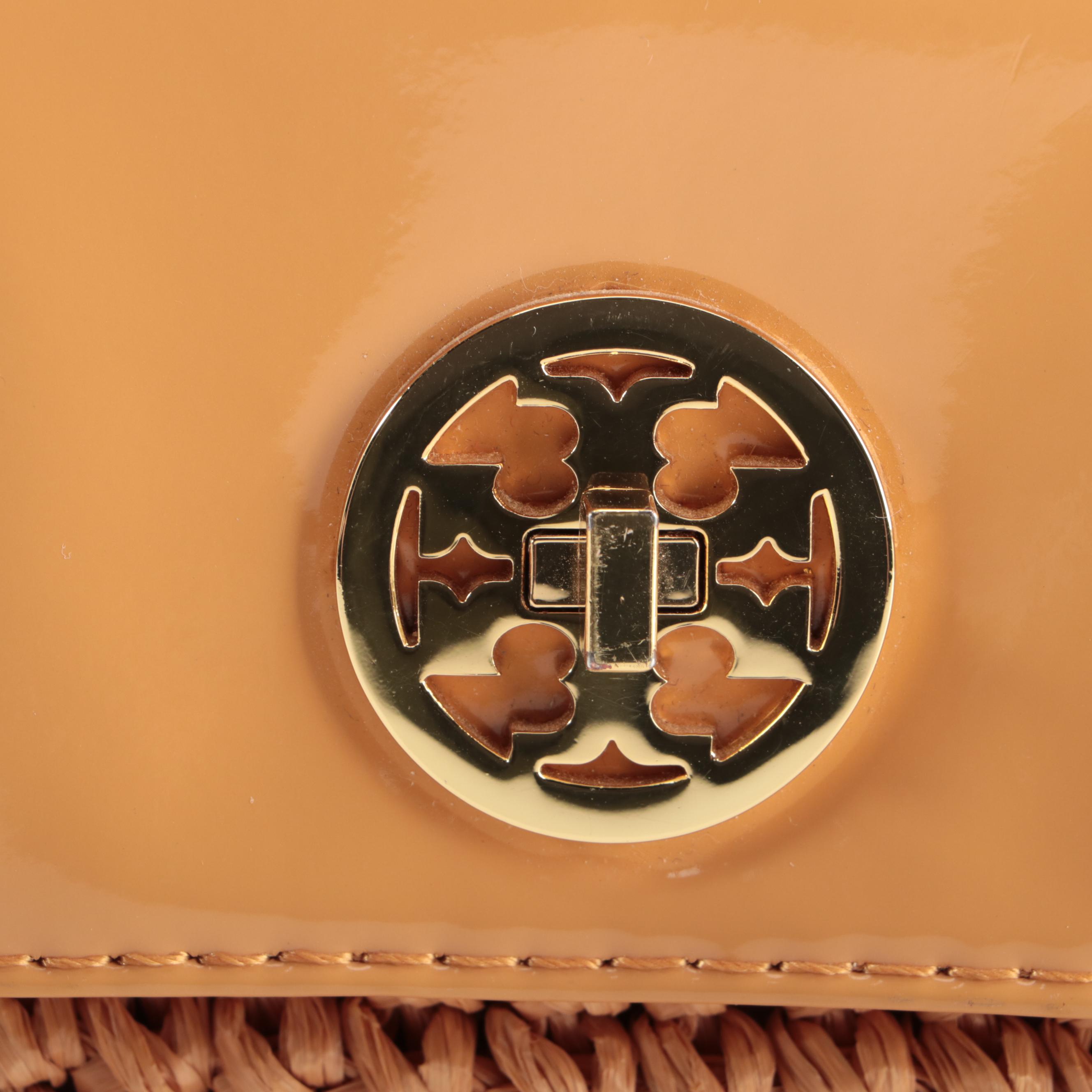 Tory Burch Shoulder Bag in Raffia and Patent Leather