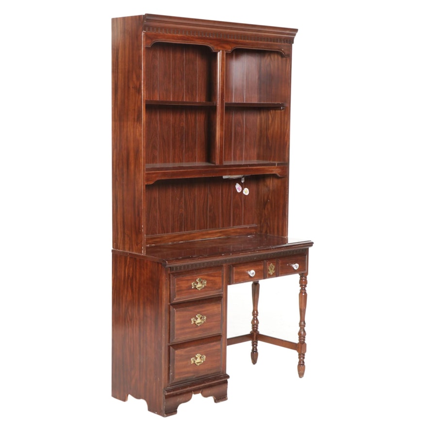 Cherry Finished Desk and Hutch, Late 20th Century