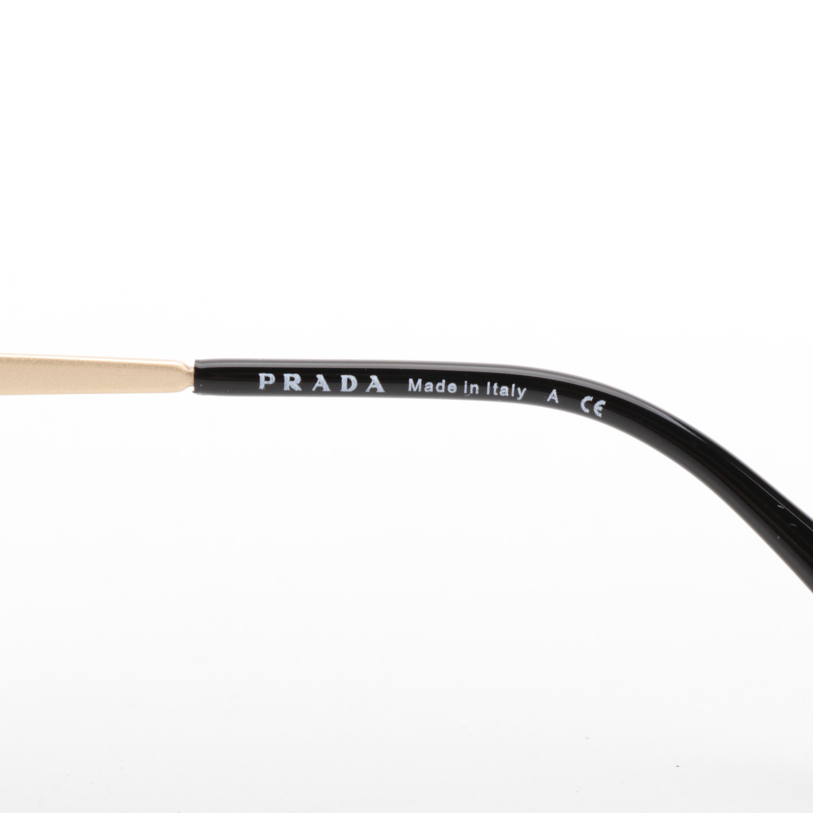 Prada SPR73V Pale Gold Metal Frame with Grey Gradient Lens Shield Sunglasses