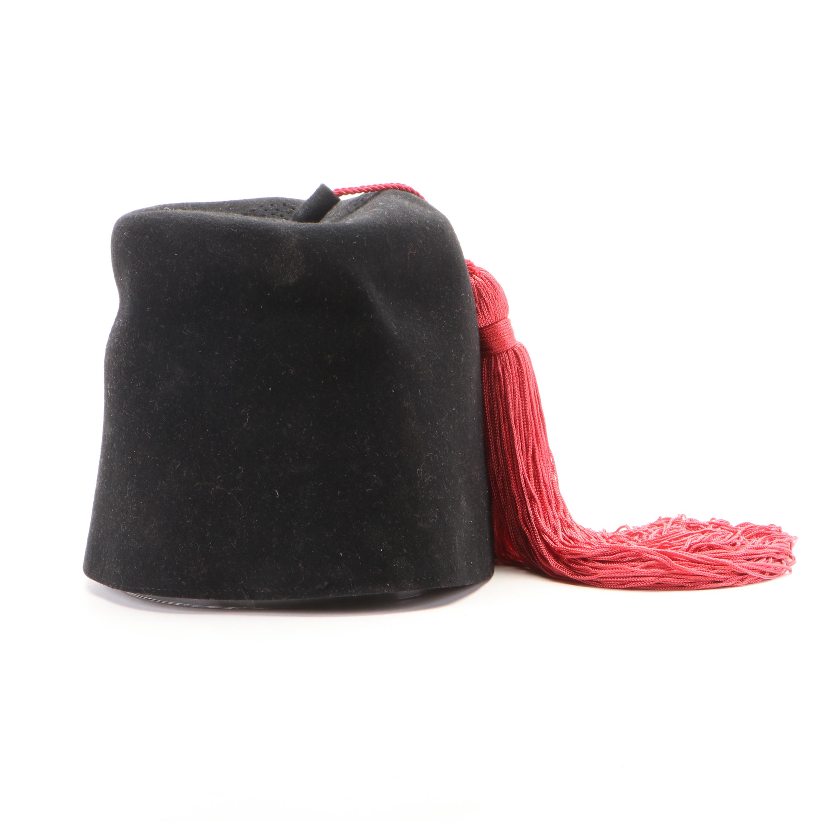 Masonic "Oola Khan" Fez and Order of DeMolay Medals, Mid 20th Century